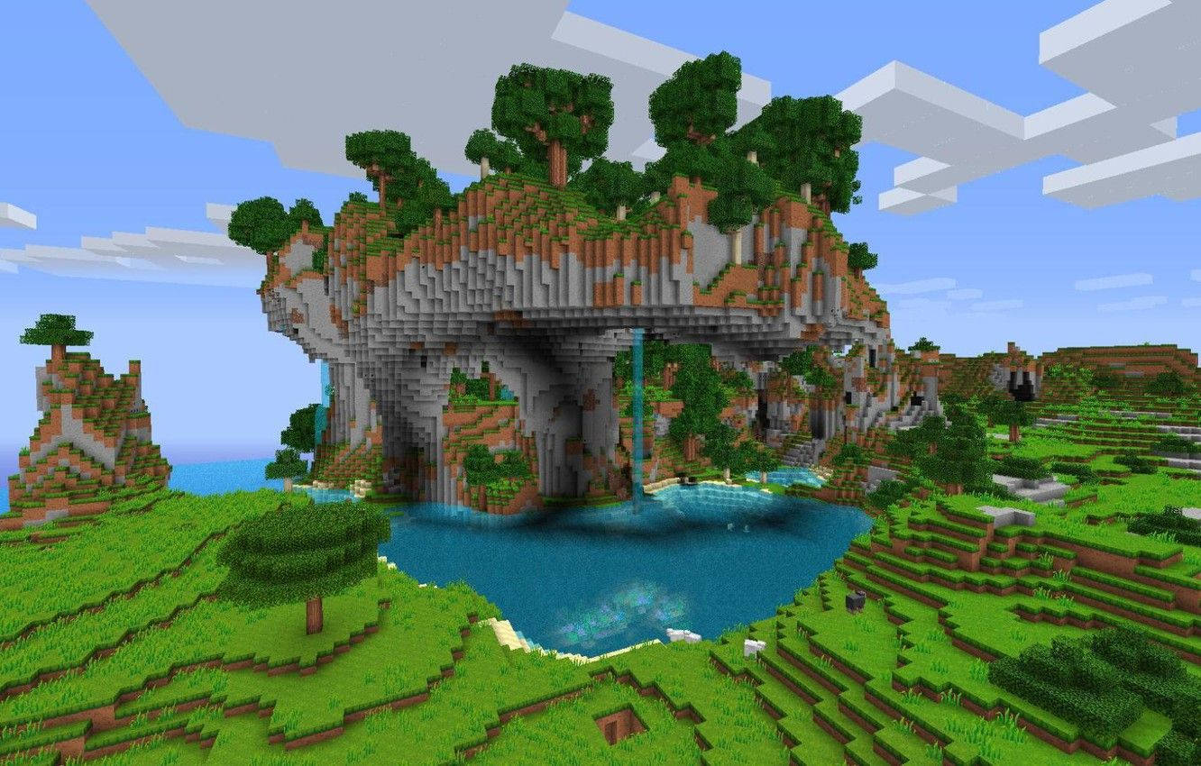 Minecraft Msitu Mzuri Ulioinuka Picha ya Ukuta