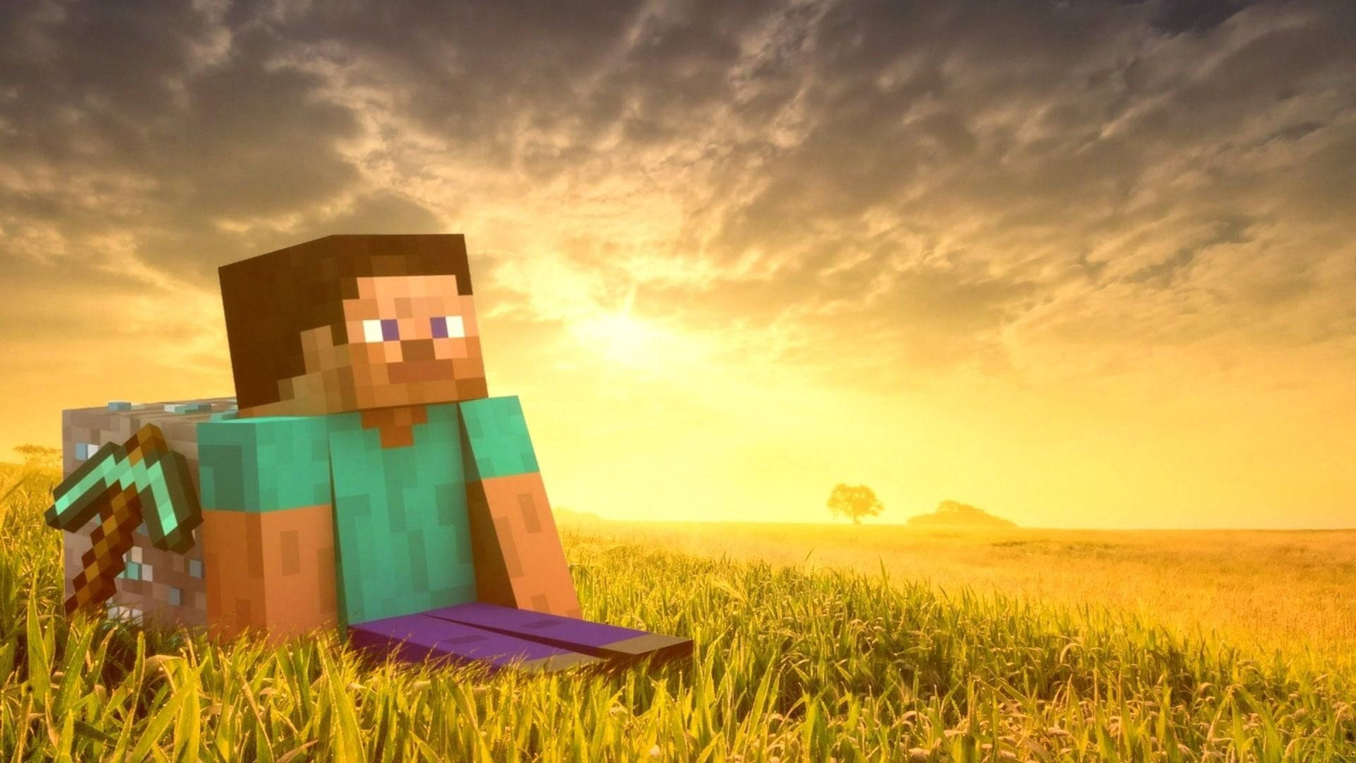 Minecraft Steve 1080p Michezo ya Kubahatisha Picha ya Ukuta