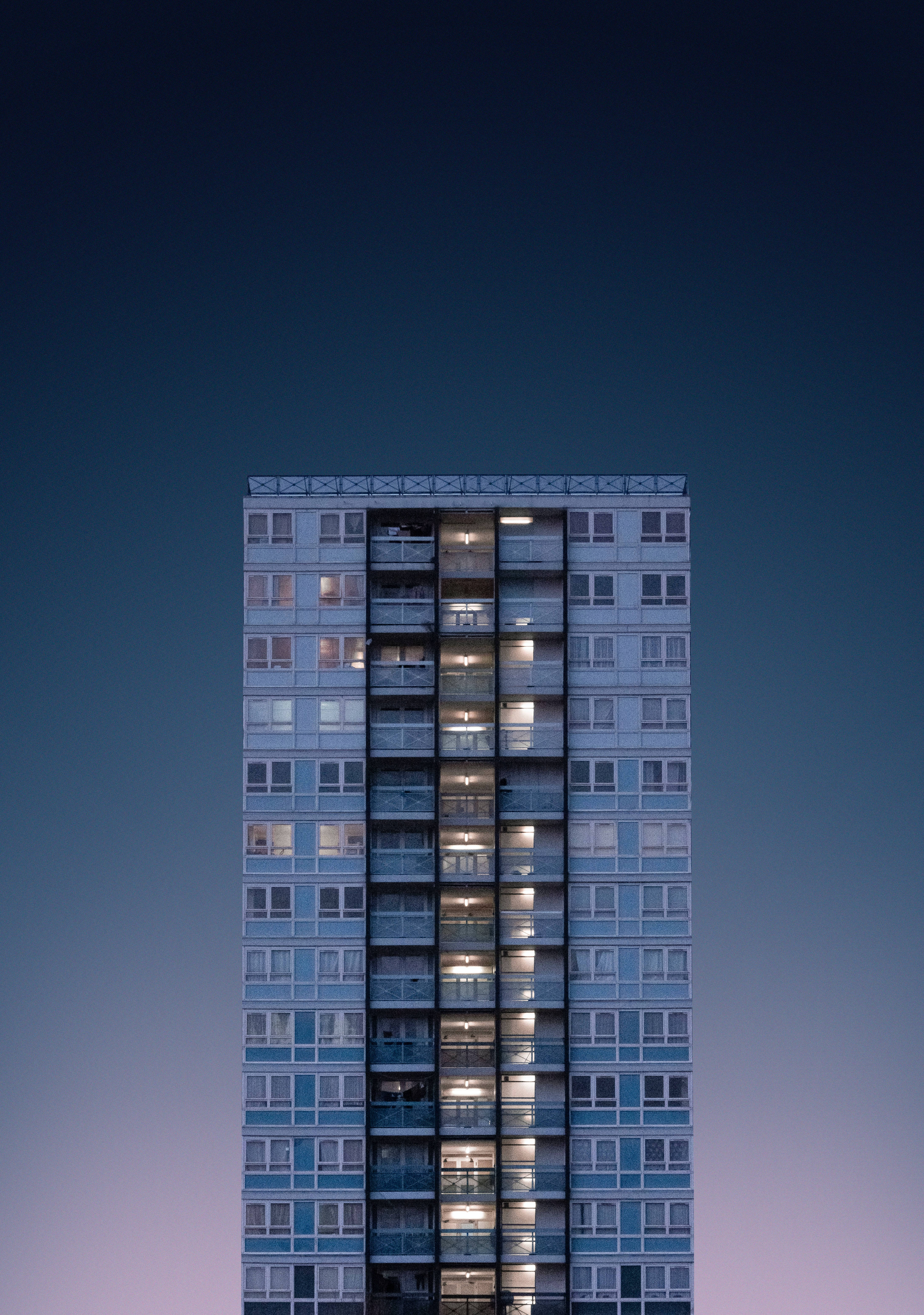 Minimal Blue 3D Building Facade Picha ya Ukuta