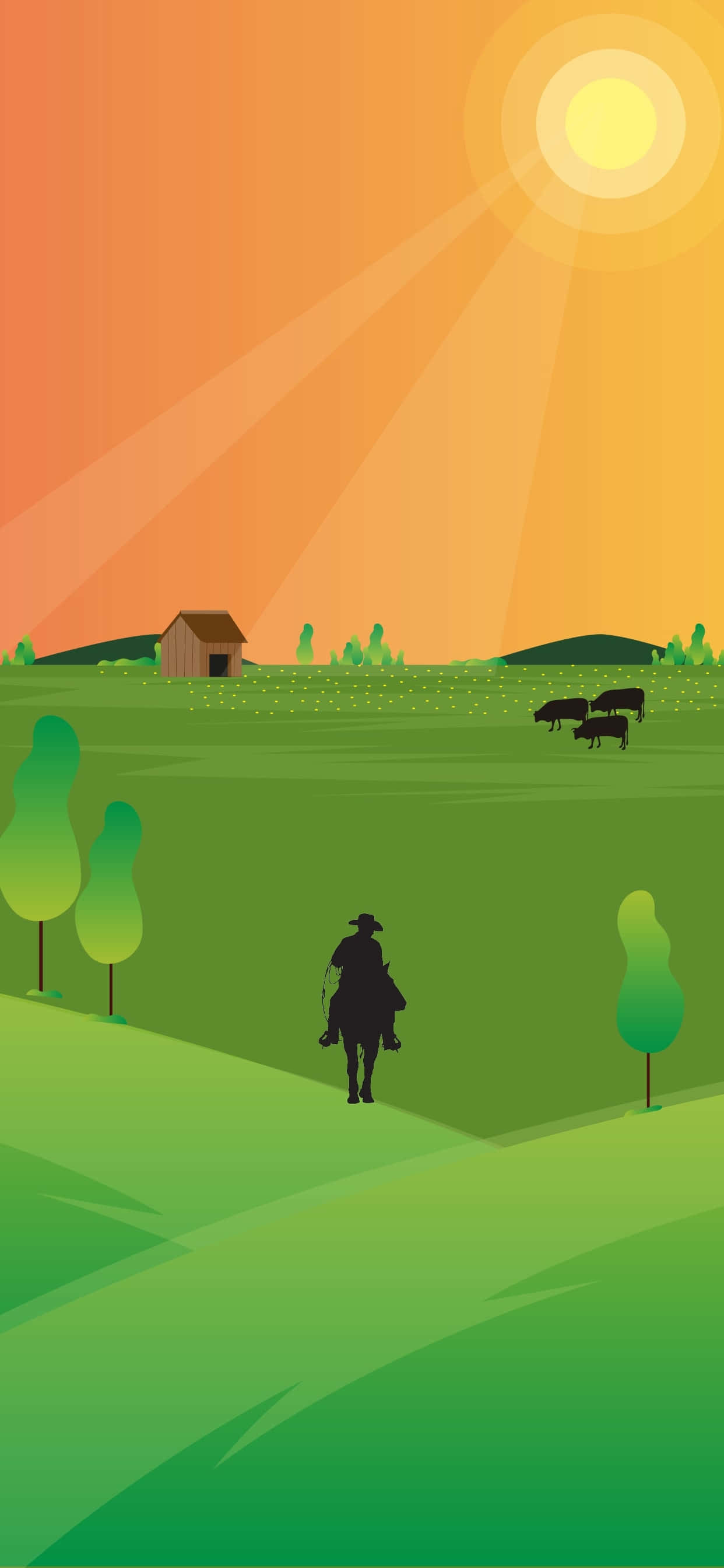 Minimalist Cowboy iPhone Vector Art Picha ya Ukuta