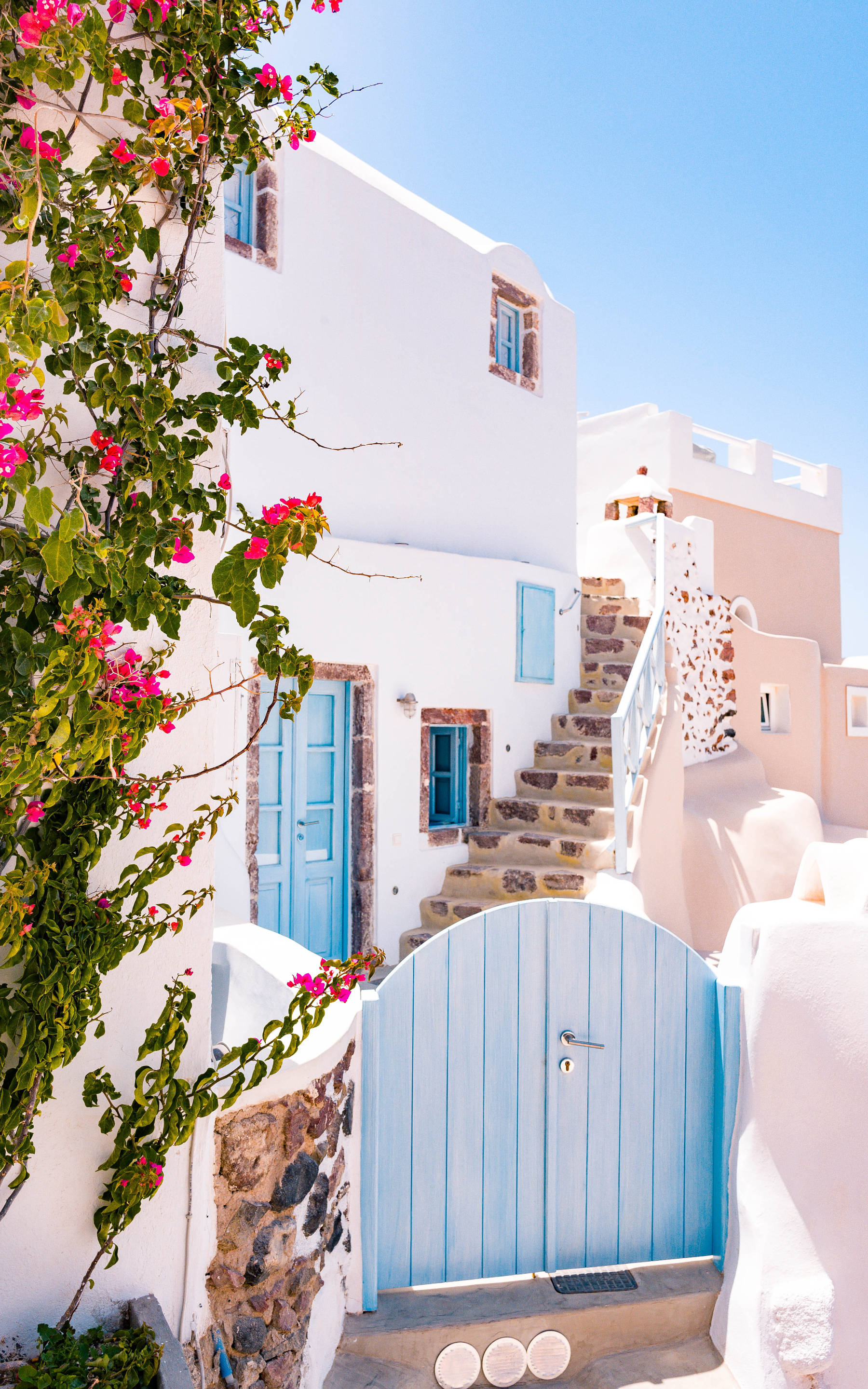 Minimalist Santorini In Pastel Colors Picha ya Ukuta