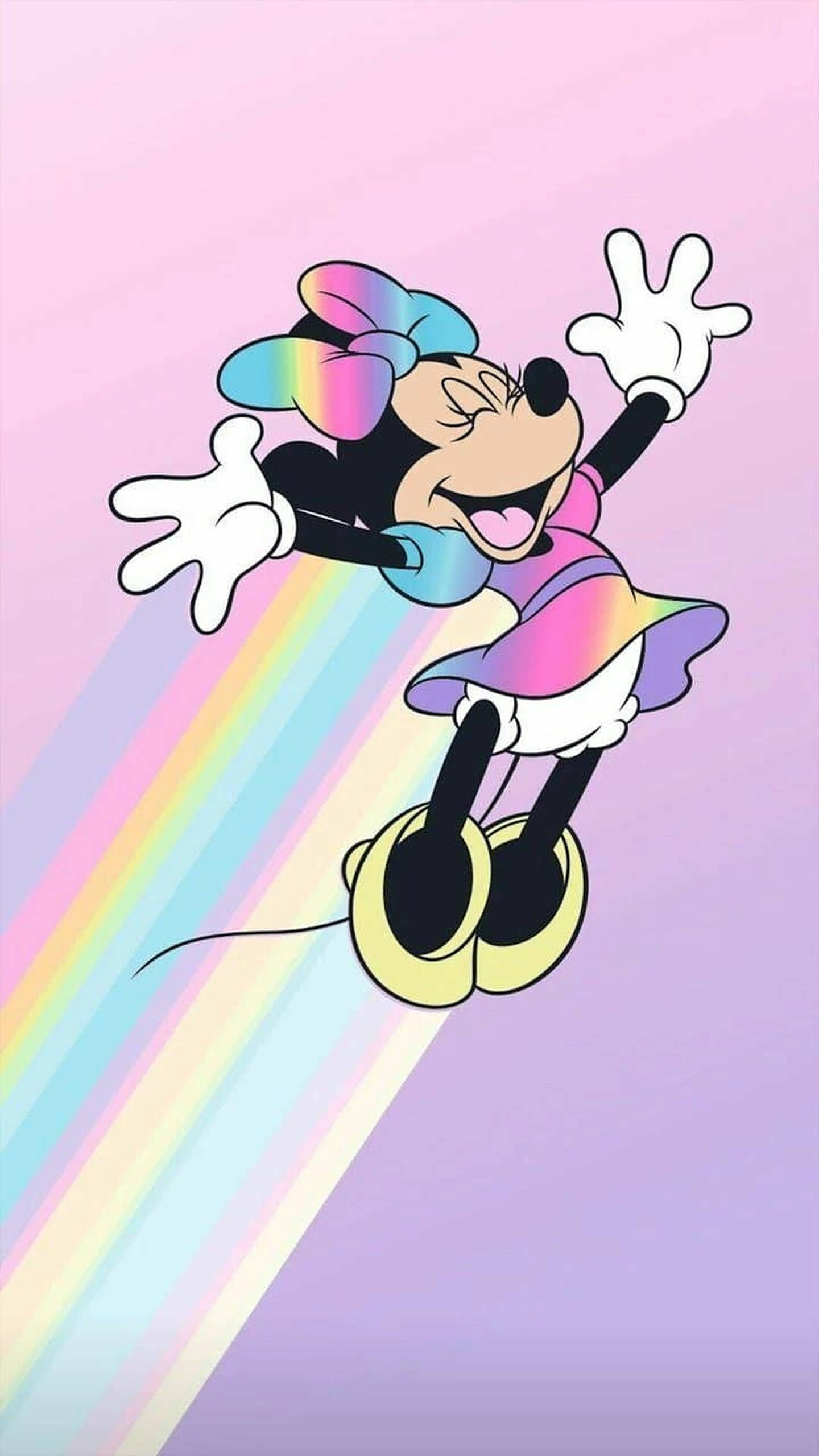 Minnie Mouse Sanaa ya Mafuta ya Pastel ya Mfano wa Mwamba Picha ya Ukuta