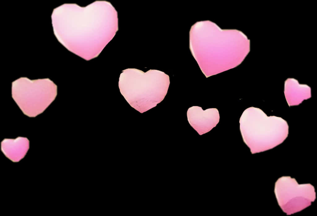 Mioyo ya Pink Dhidi ya Usuli Mweusi Picha ya Ukuta