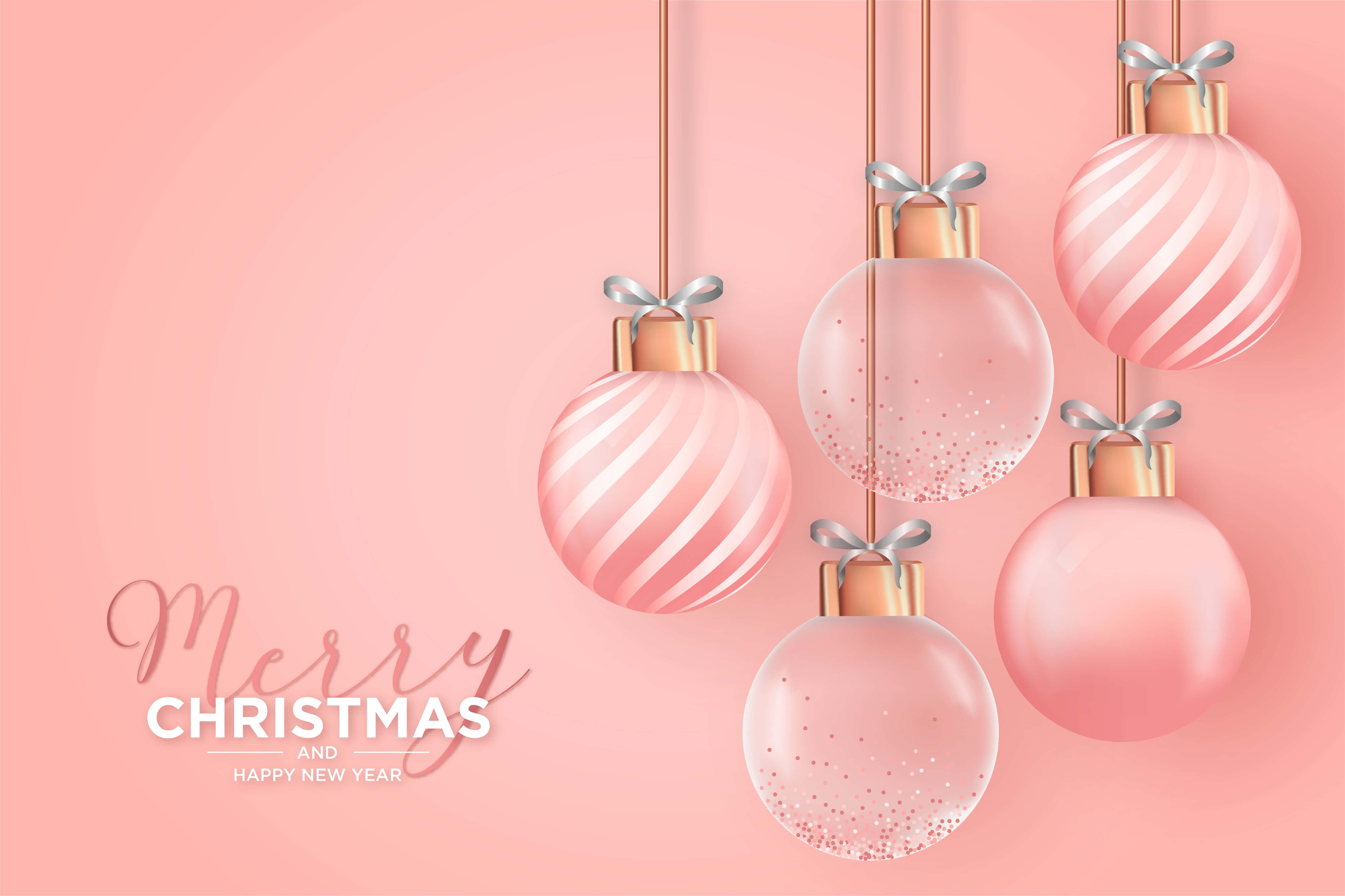 Mipira ya Krismasi ya Rose Gold Picha ya Ukuta