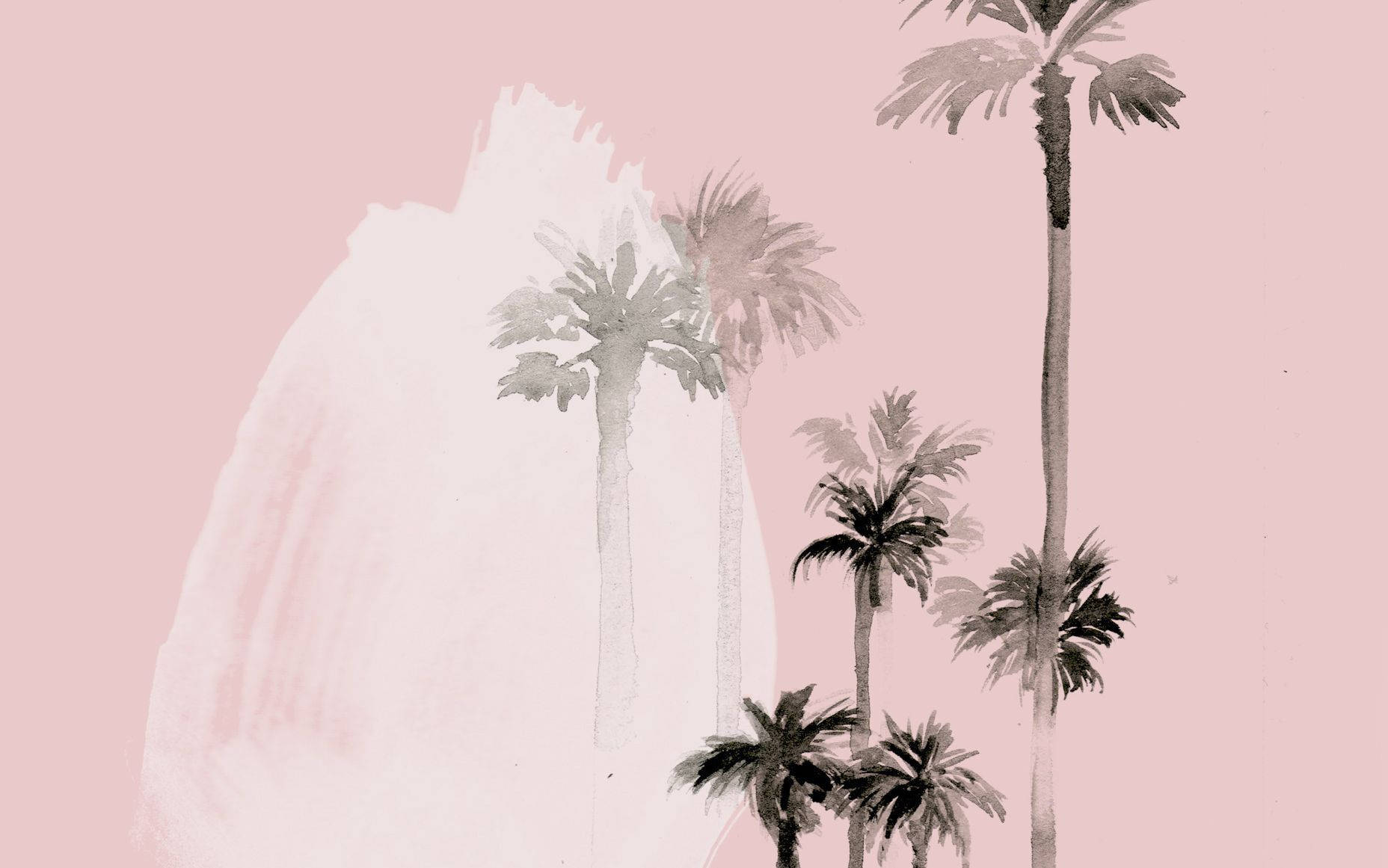 Miti ya Michikichi ya California Iliyochorwa Aesthetic Mac Picha ya Ukuta