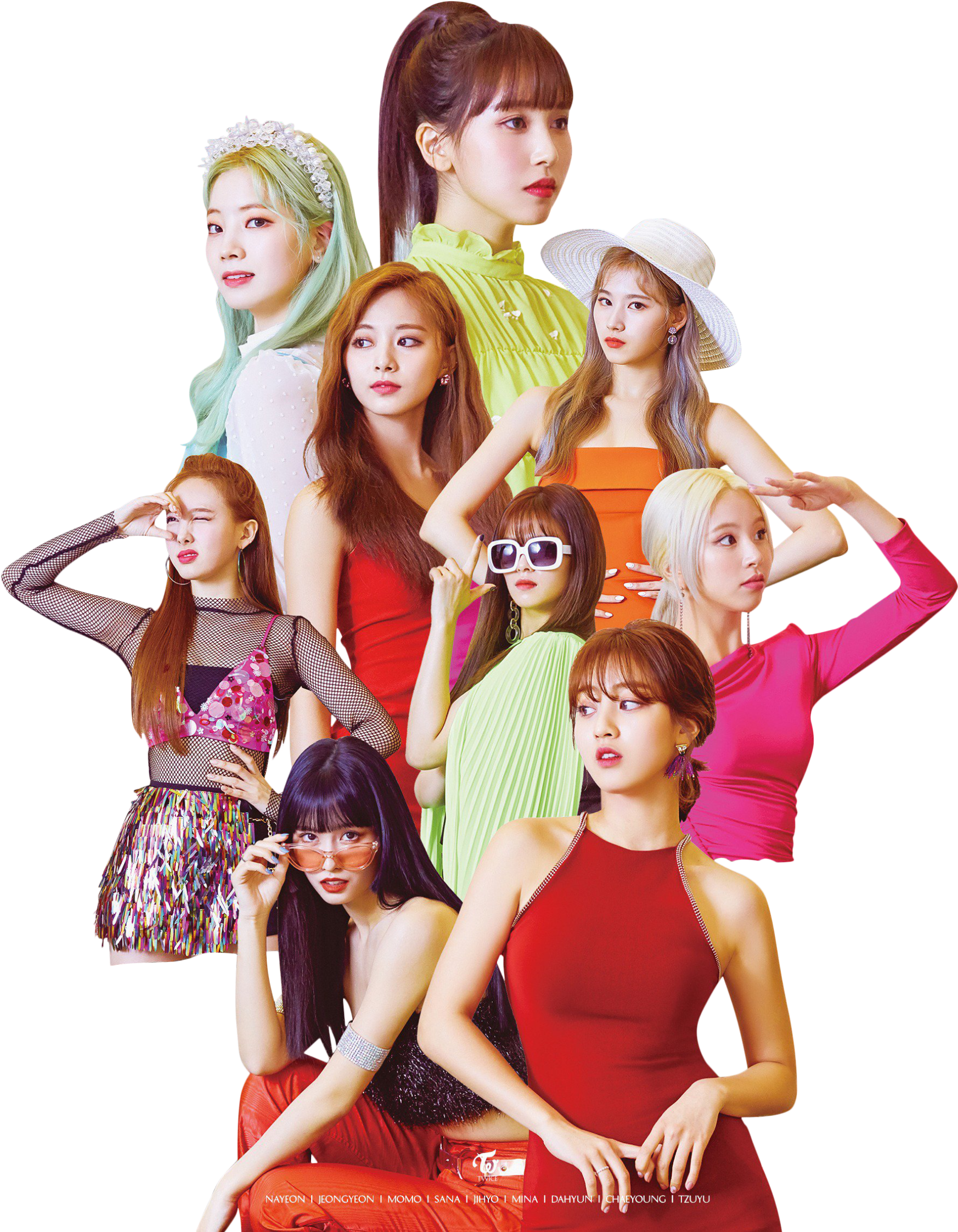 Mitindo ya Rangi ya Wanachama wa Twice Picha ya Ukuta
