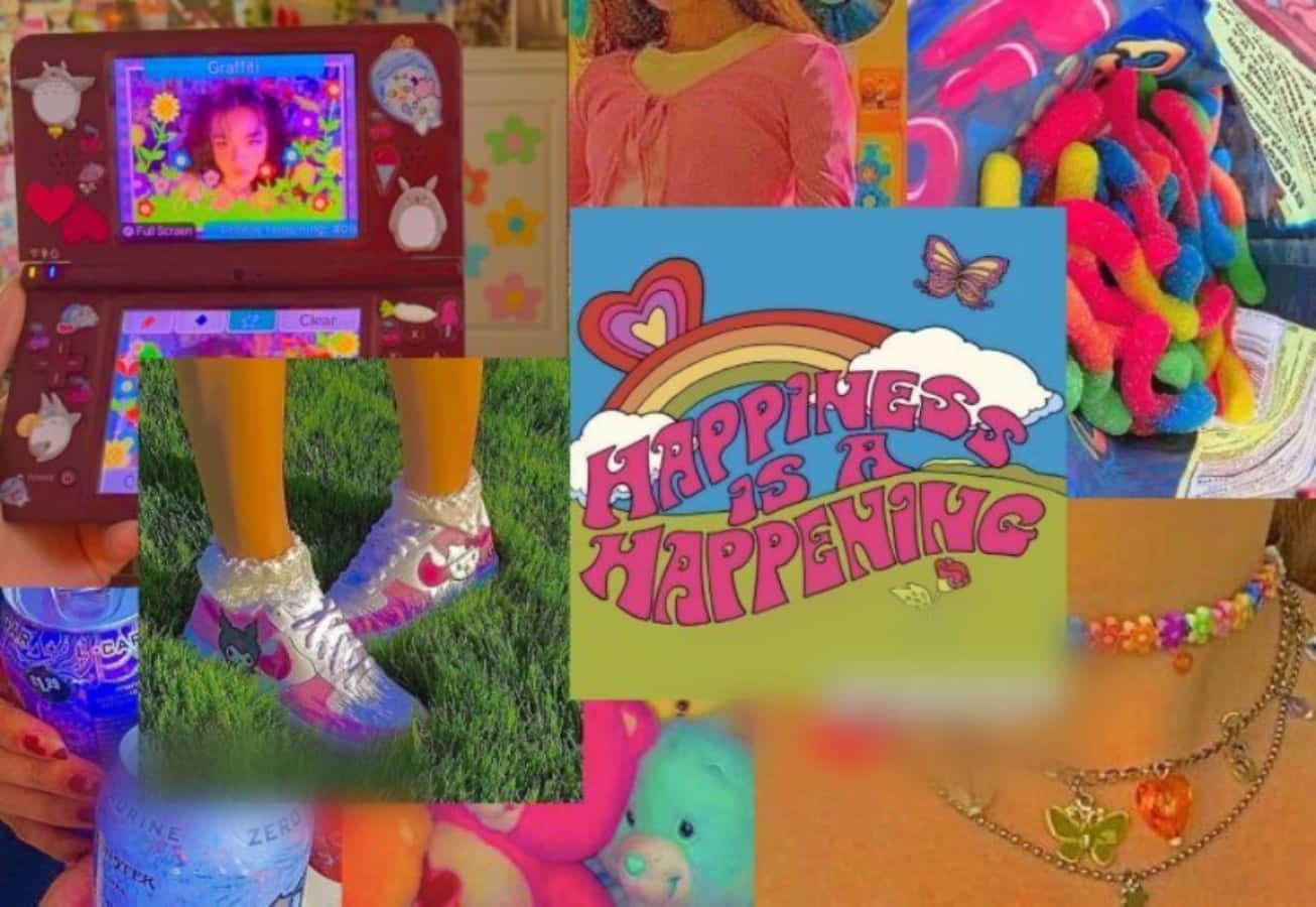 Mitindo ya Wasichana ya Indie Aesthetic Desktop Collage Picha ya Ukuta