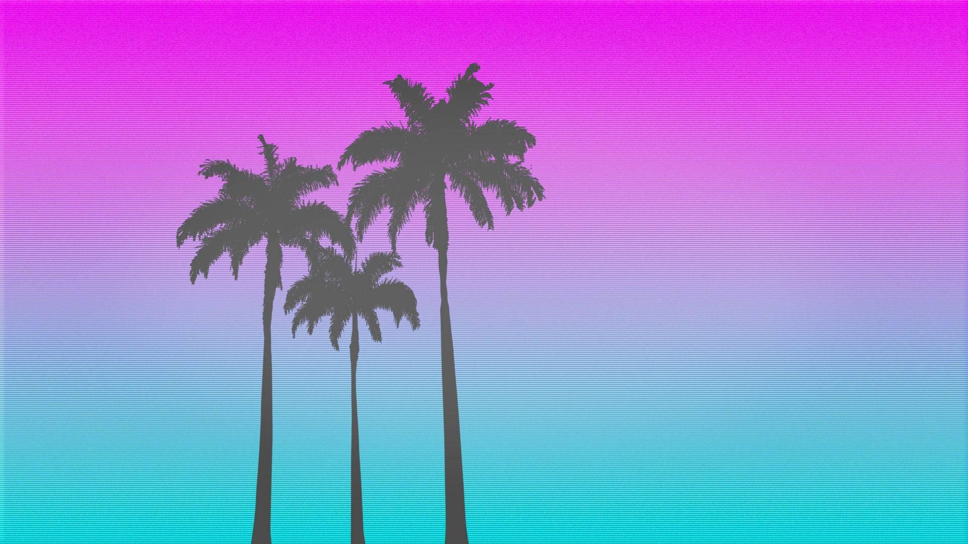 Mizigo Aesthetic Retro wa Mitende Weusi Picha ya Ukuta