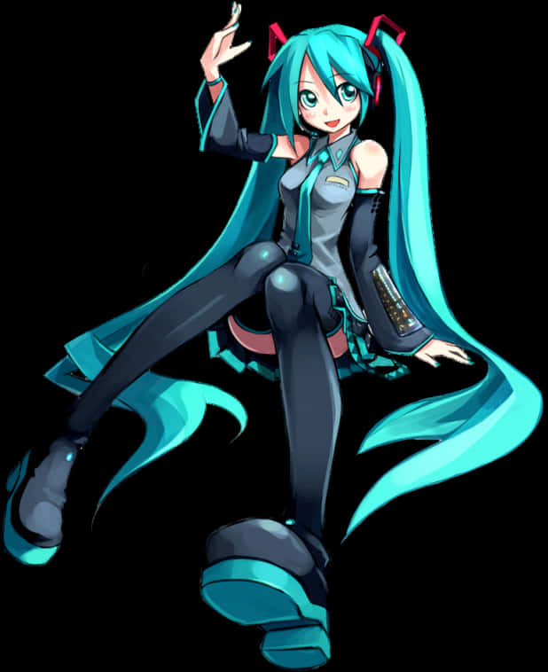 Mkao wa Hatsune Miku Vocaloid Picha ya Ukuta