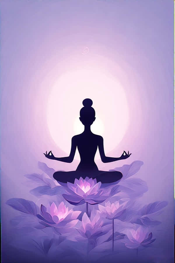 Mkazo wa Yoga wa Lotus Pose wa Kuvutia Lavenda 4K Picha ya Ukuta
