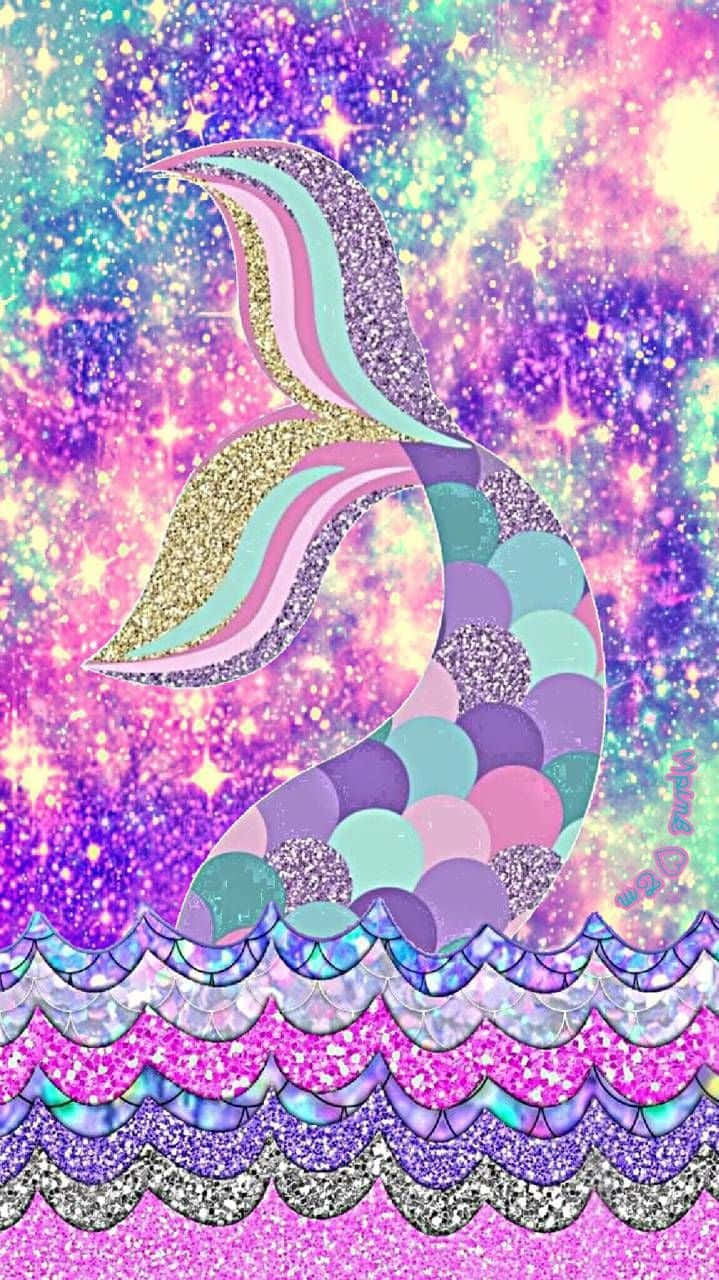 Mkia na Bahari ya Mermaid Glitters Picha ya Ukuta