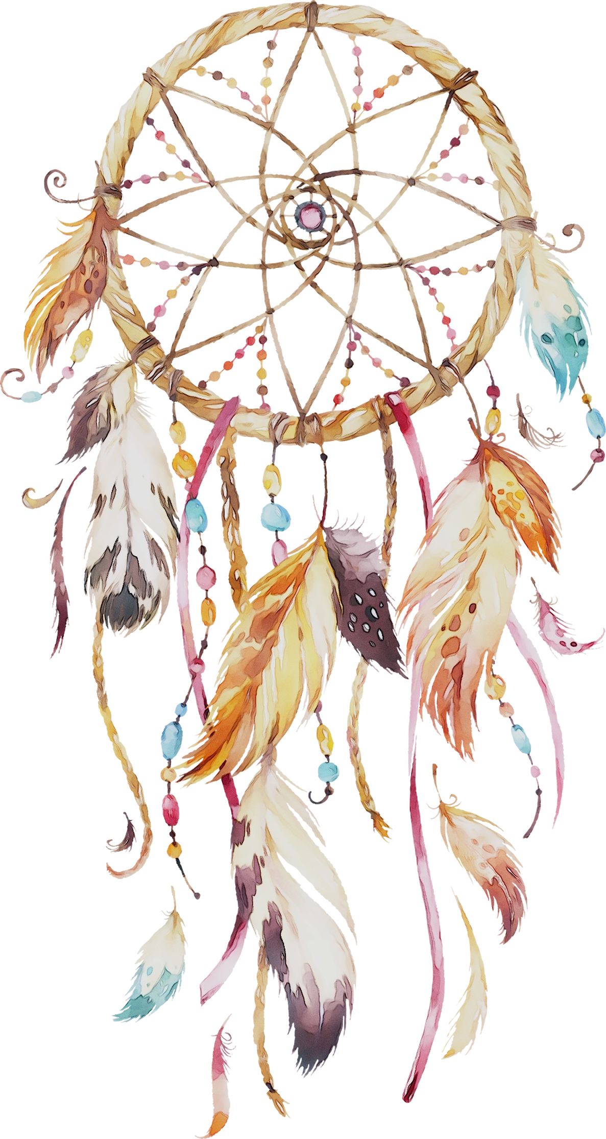 Mkondo wa Rangi wa Mchoro wa Dreamcatcher Picha ya Ukuta