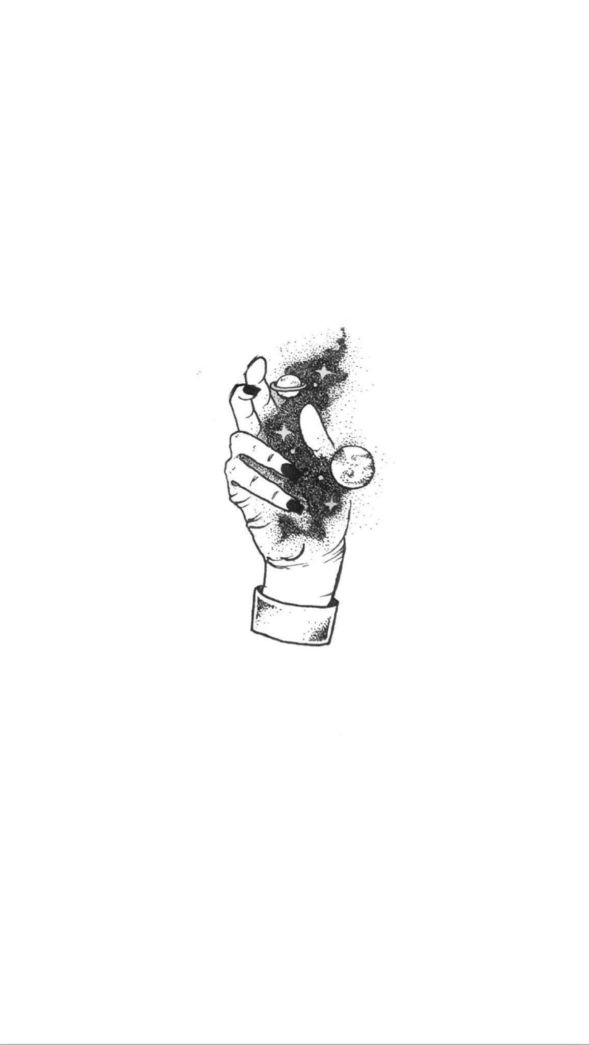 Mkono na Galaxy Aesthetic Sketches Picha ya Ukuta