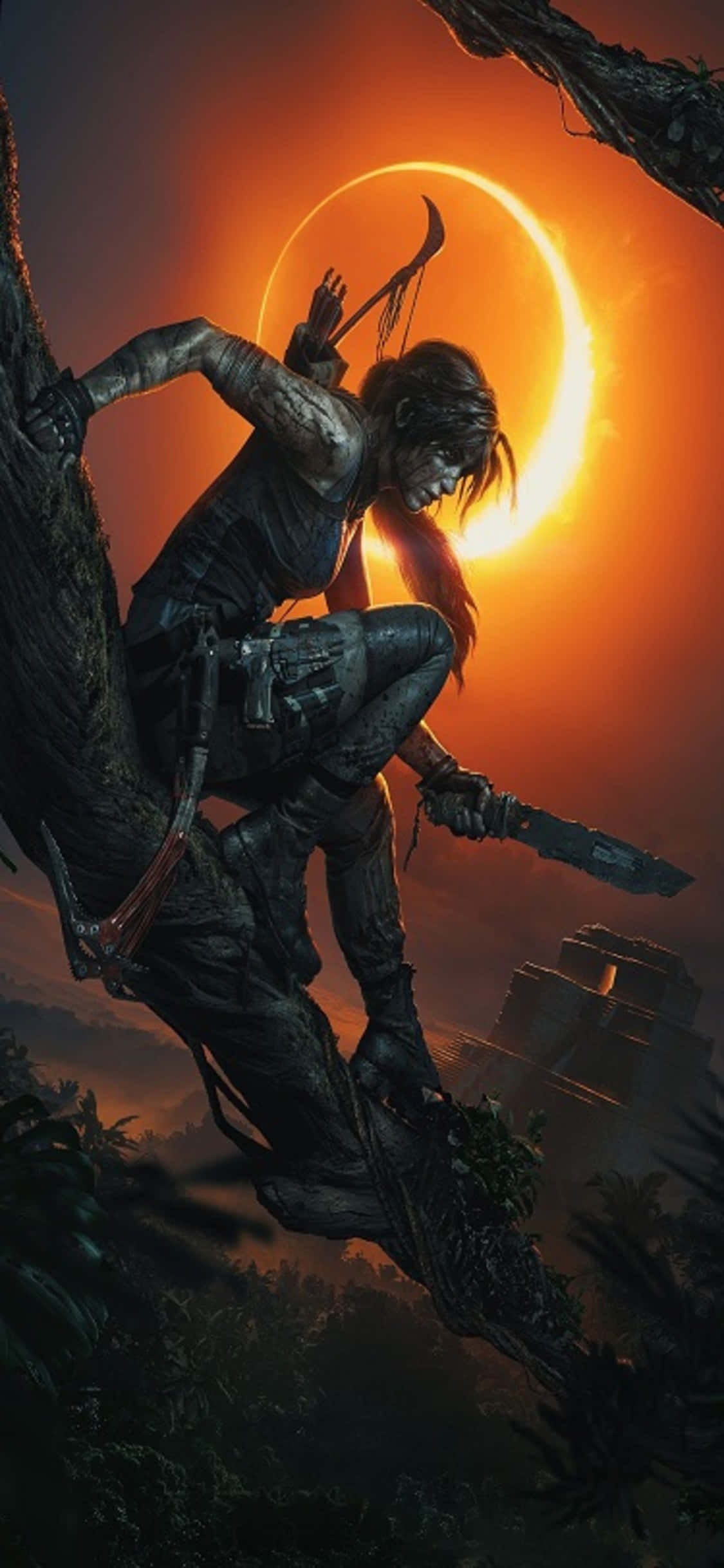 Mkuki Uliyojaa na Lara Croft | Shadow of the Tomb Raider Picha ya Ukuta