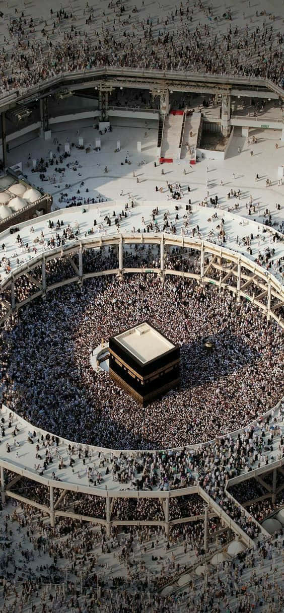 umati mkubwa wa watu wamekusanyika mzungu wa kaaba Picha ya Ukuta