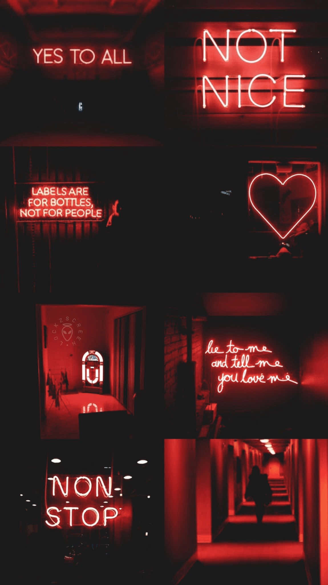Mkusanyiko wa Mwanga Nyekundu wa Neon Aesthetic Picha ya Ukuta