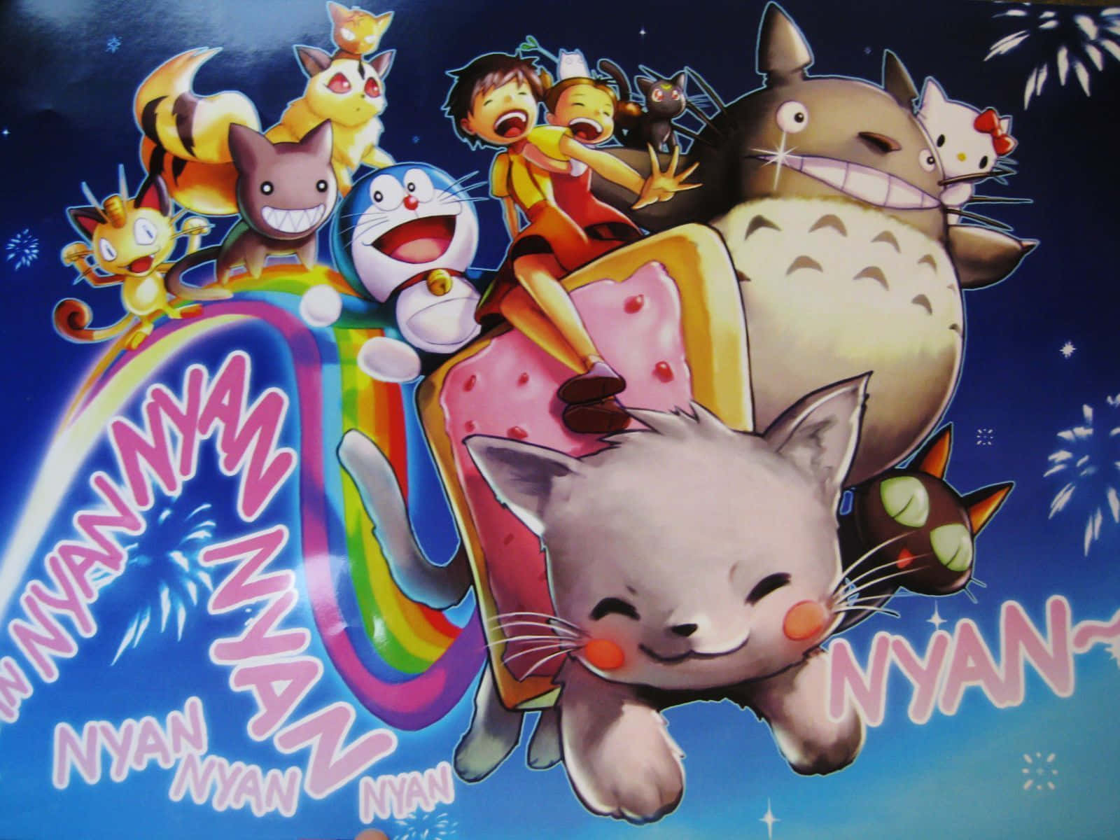 Mkusanyiko wa Paka wa Anime wa Kawaii Picha ya Ukuta