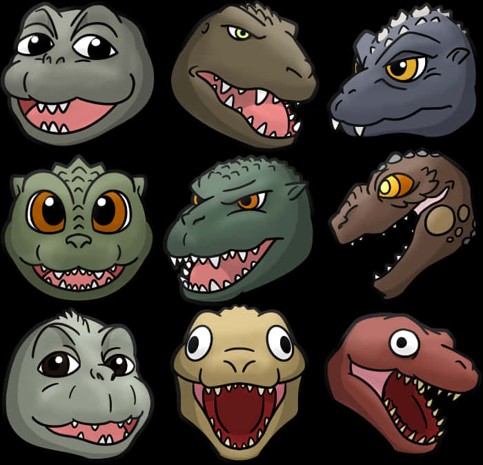 Mkusanyiko wa Vichwa vya Kaiju za Katuni Picha ya Ukuta