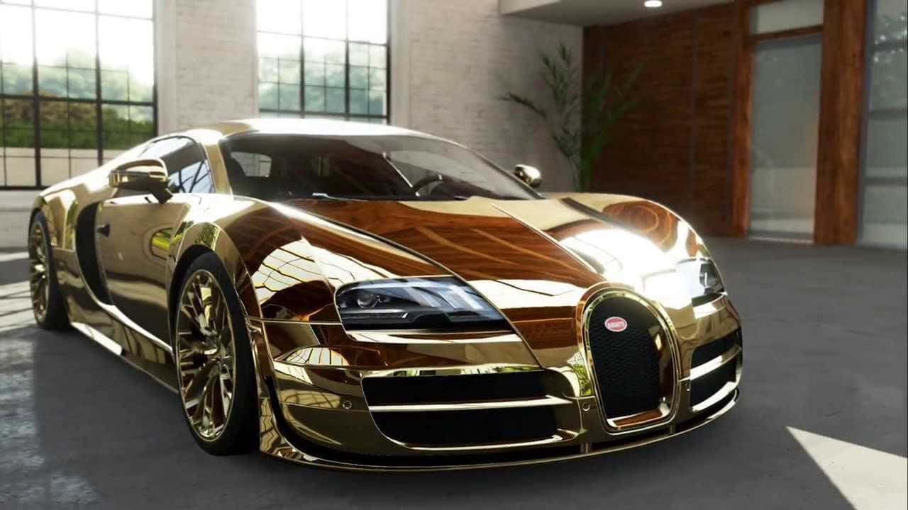 Mlango wa Gari la Dhahabu la Bugatti Veyron Picha ya Ukuta