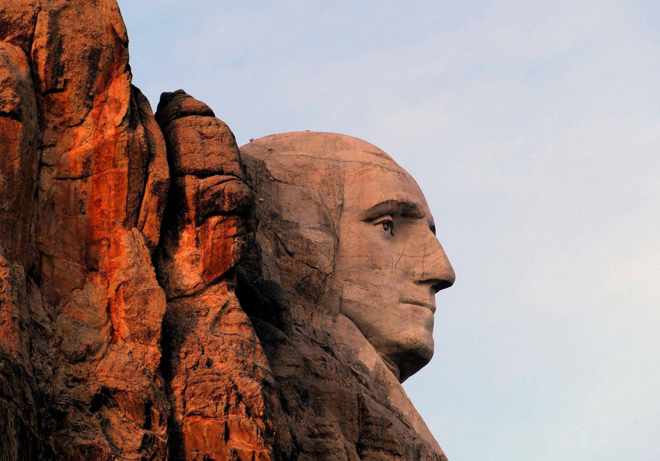 Mlima Rushmore Abraham Lincoln Wakati wa Saa ya Dhahabu Picha ya Ukuta