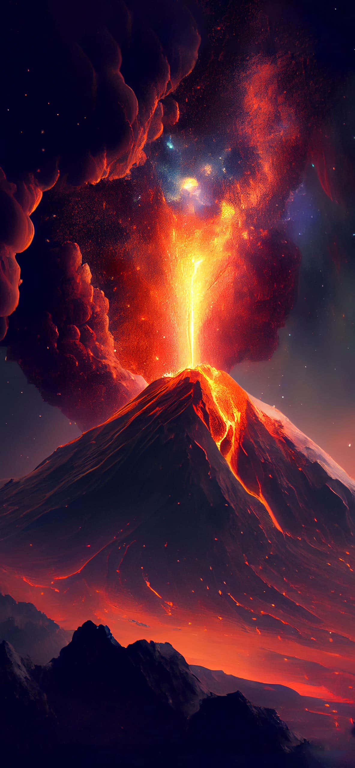 Mlima wa Volcano wenye Mwonekano wa Kipekee dhidi ya Sama la Magharibi Picha ya Ukuta