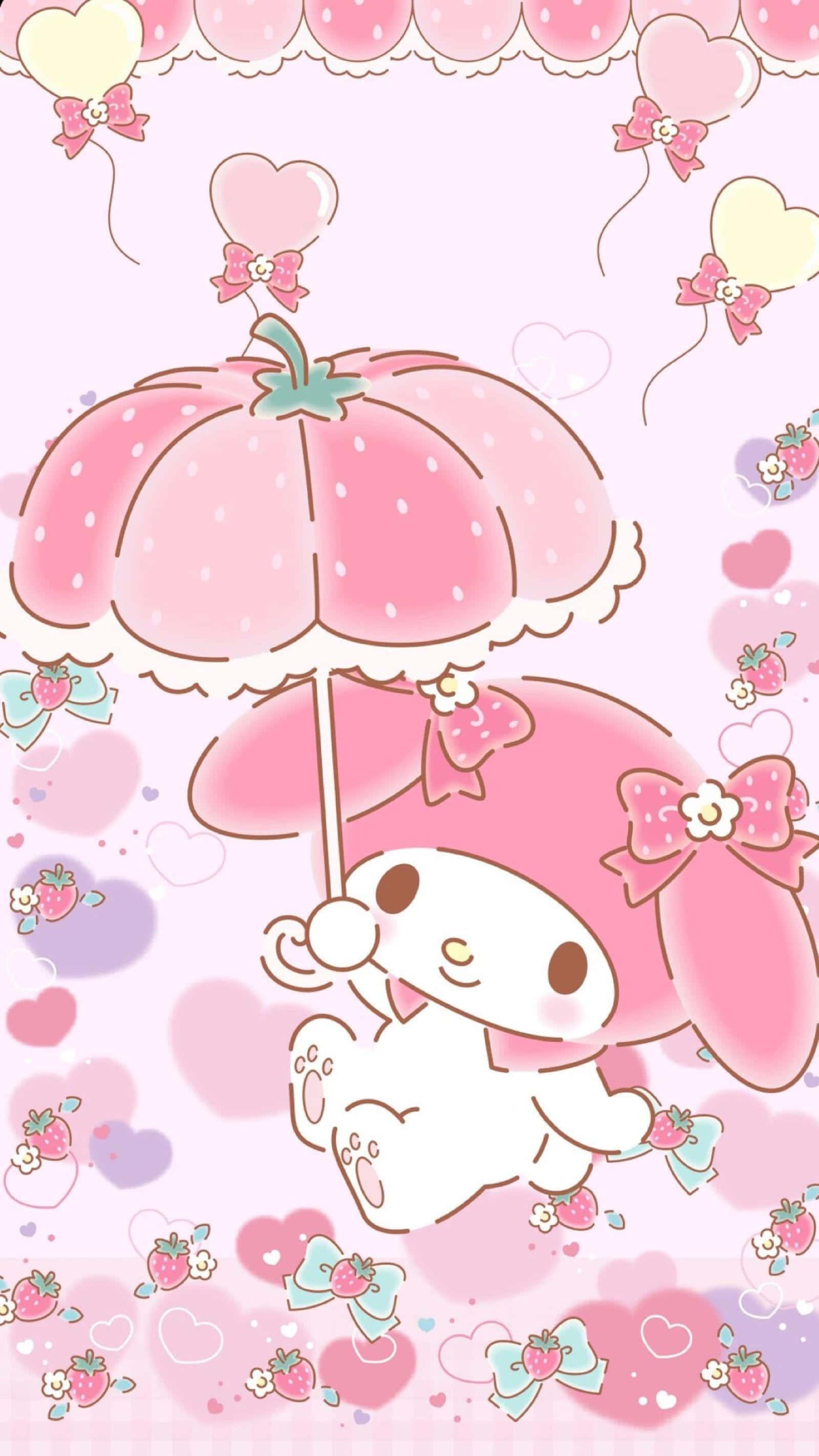 Mlipuko wa Kupendeza wa Urembo: Mandharinyuma ya Pinki ya Kawaii Picha ya Ukuta