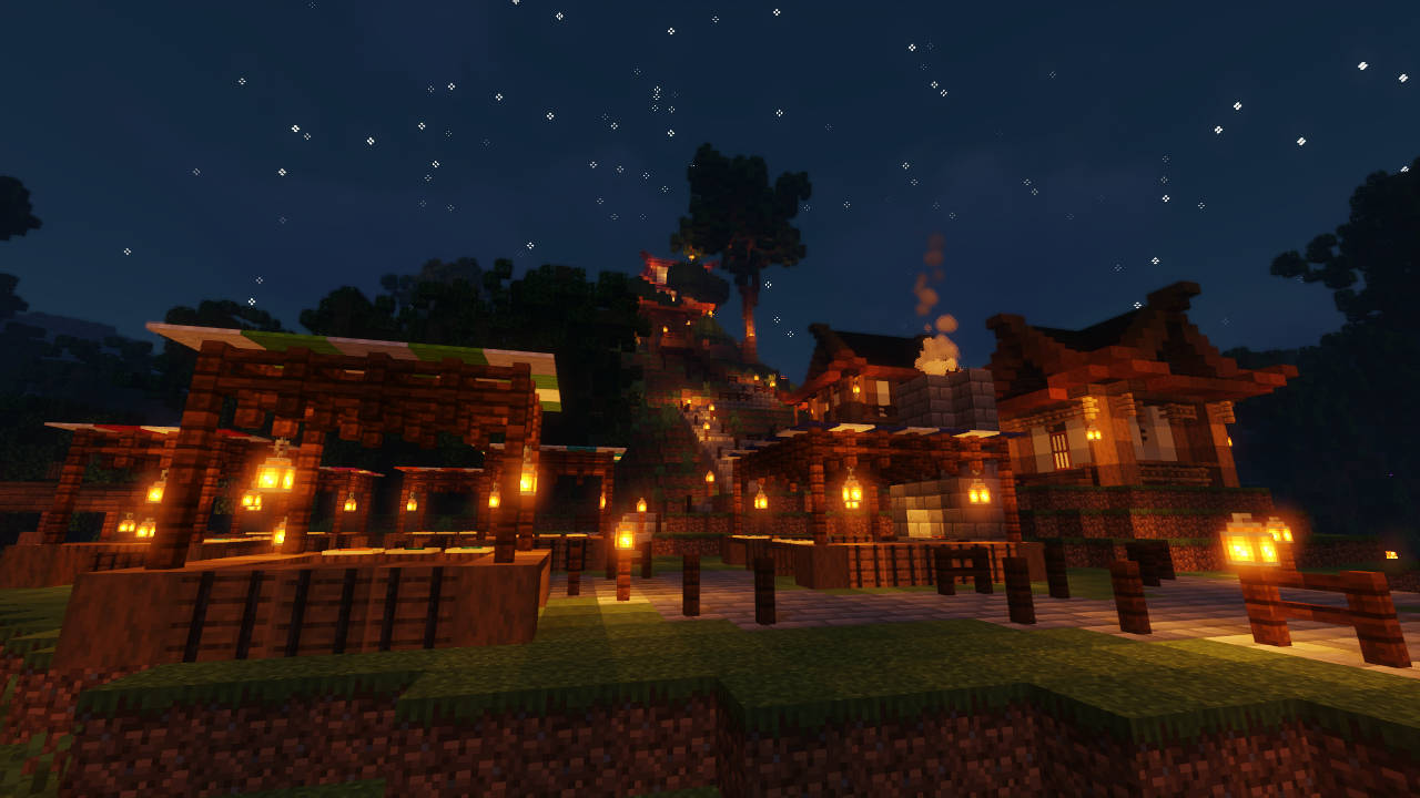 Mnara wa Taa wa Rangi ya Kahawia wa Minecraft Aesthetic Picha ya Ukuta