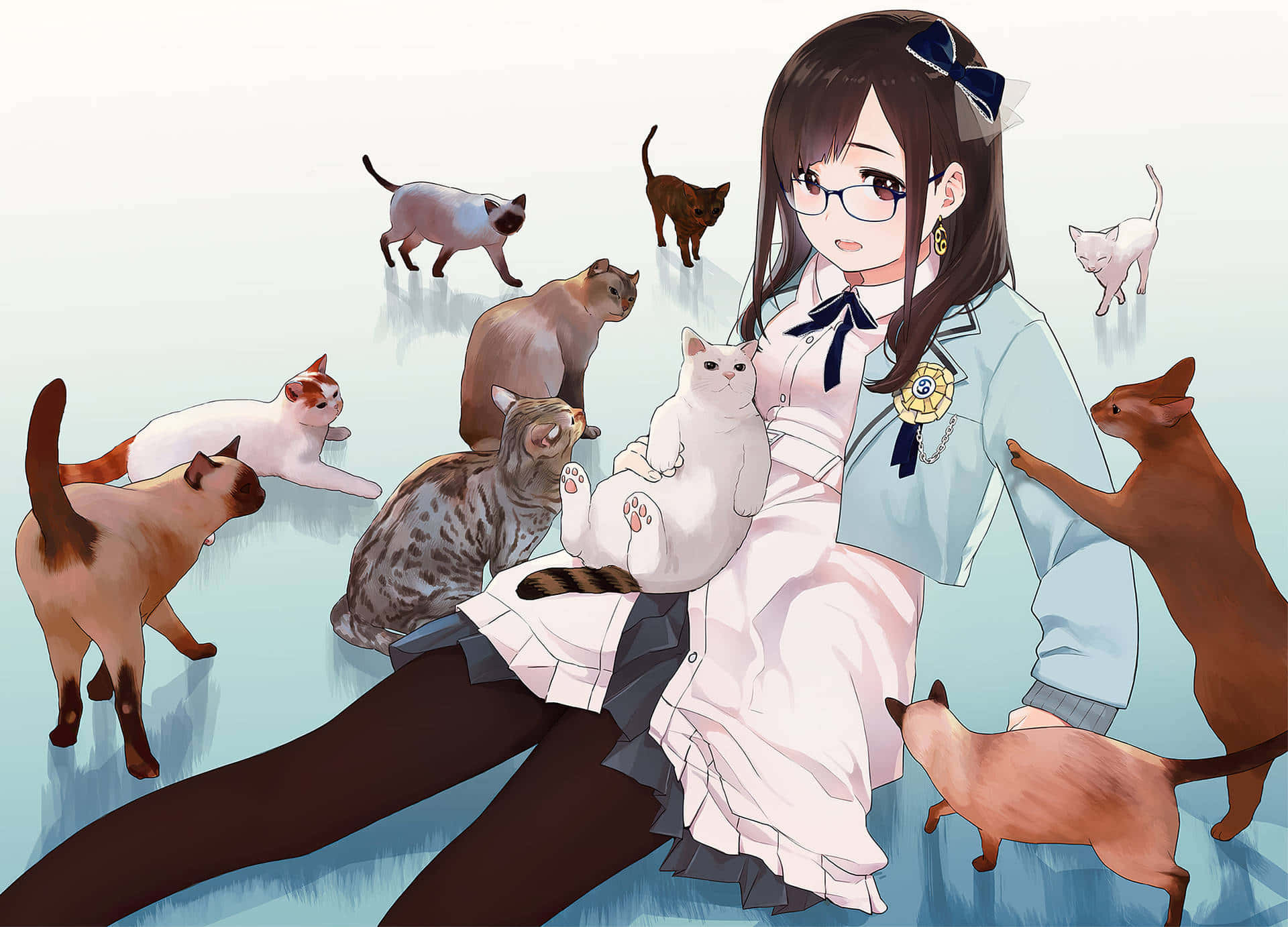 Mnyama wa Anime mzuri anayefurahia chokoleti Picha ya Ukuta