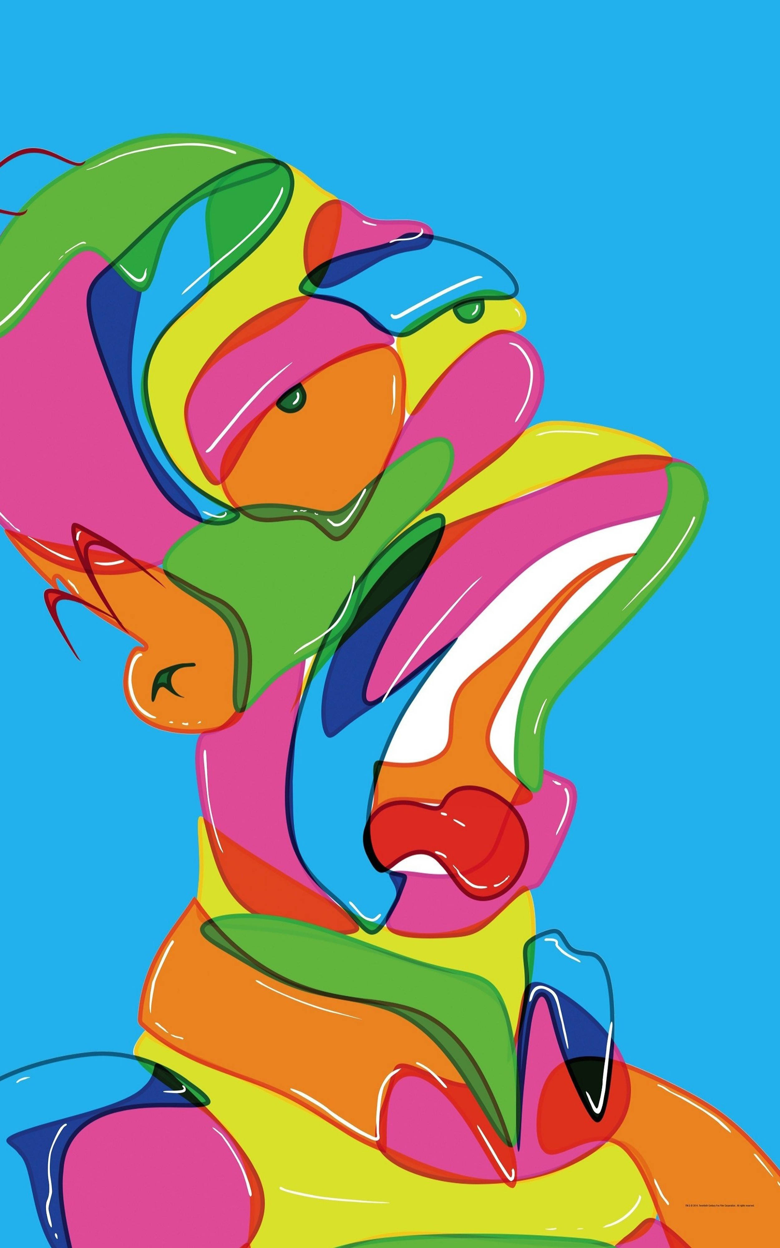 Mobile Simpsons Colorful Art Picha ya Ukuta