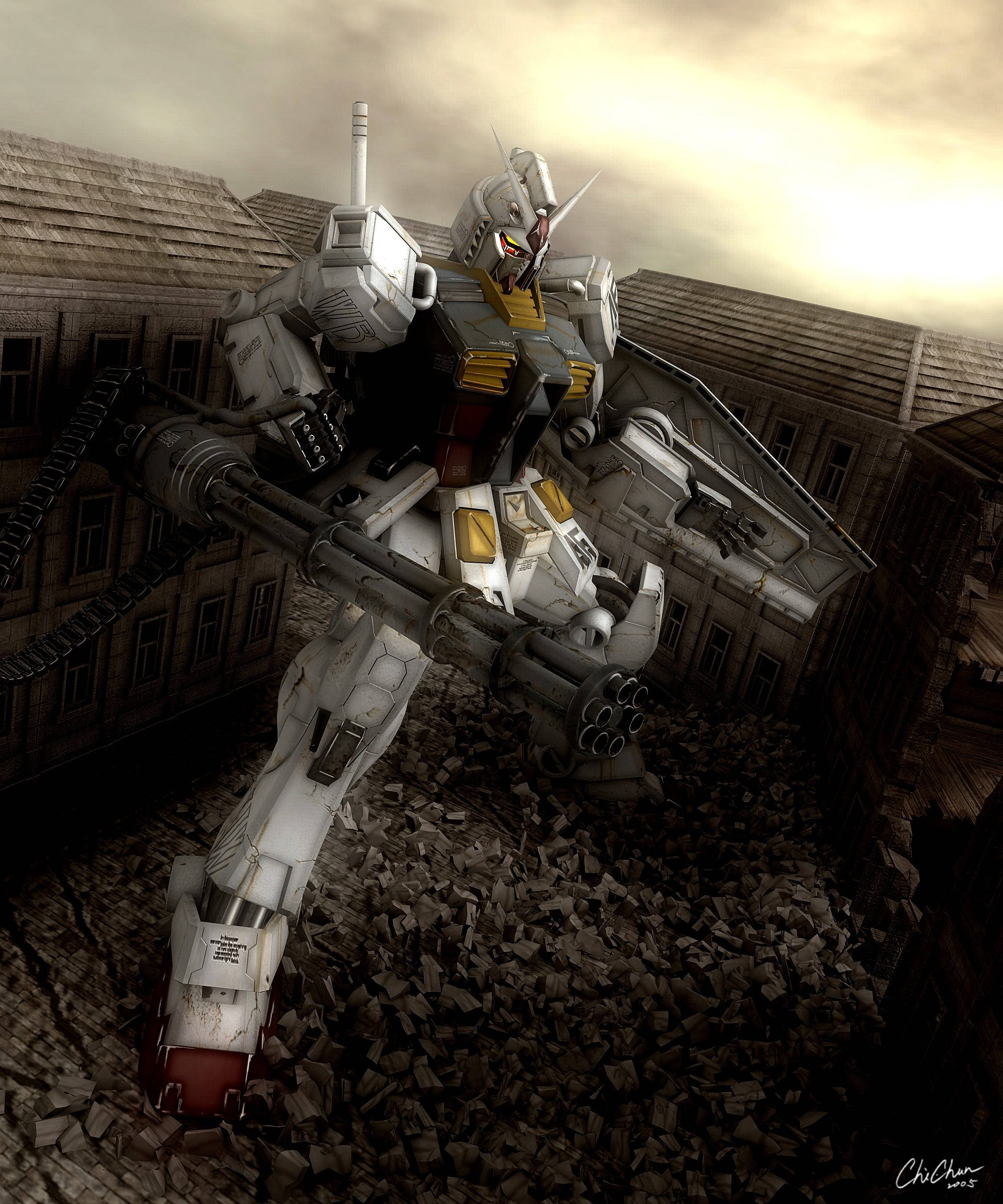 Mobile Suit Gundam Inayoonekana Kama Halisi Picha ya Ukuta