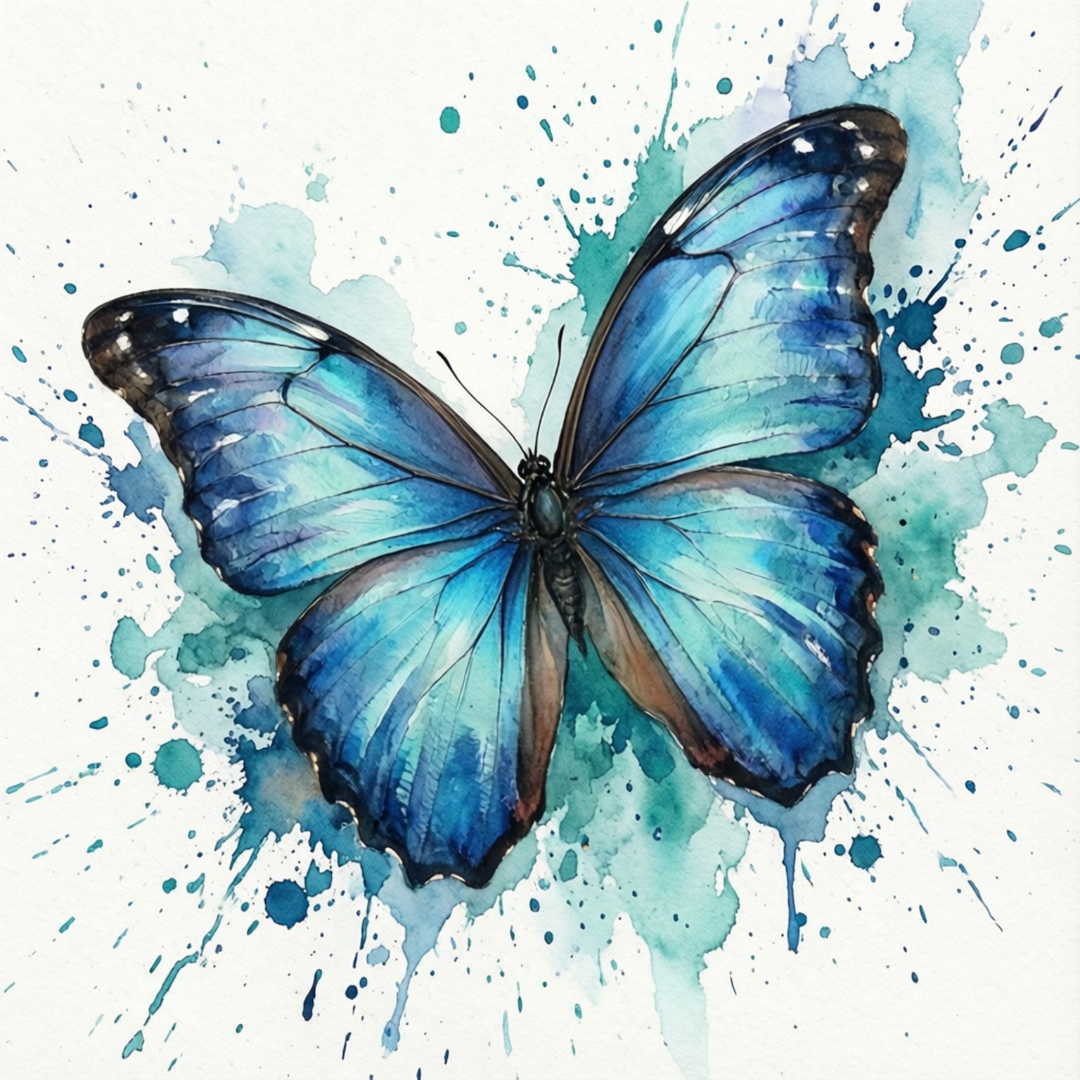 Morpho Bluu Rangi ya Maji Picha ya Ukuta