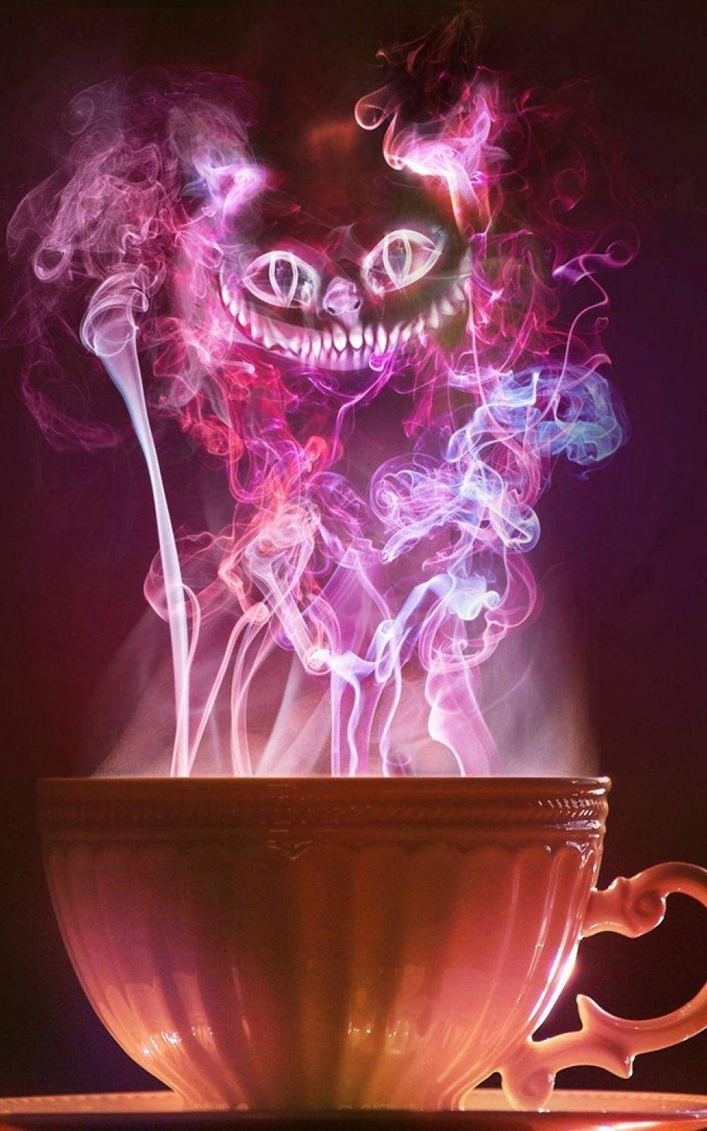 Moshi wa Cheshire Cat wa Rangi ya Pinki Neon Picha ya Ukuta