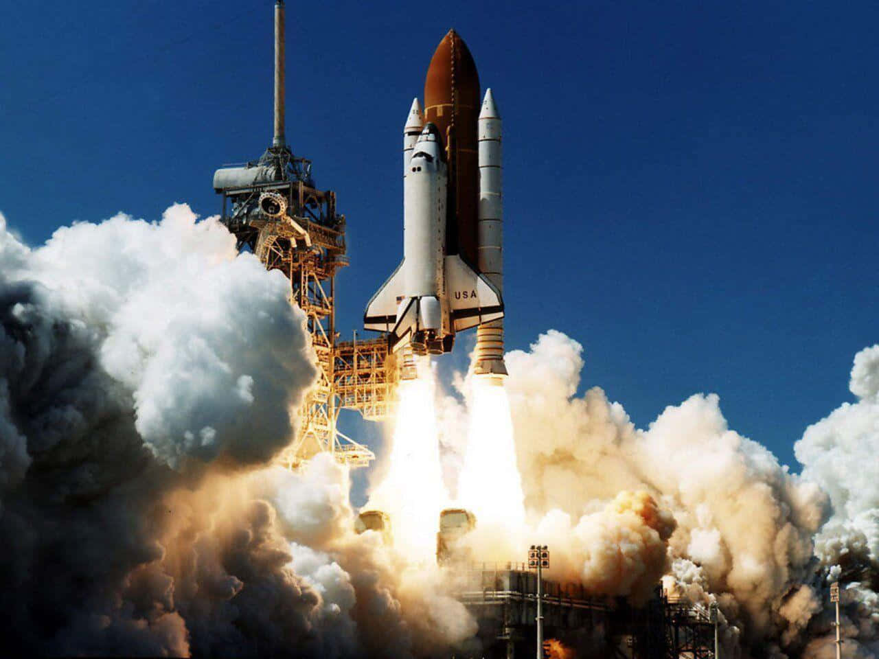 Moshi na Moto wa Space Shuttle Picha ya Ukuta