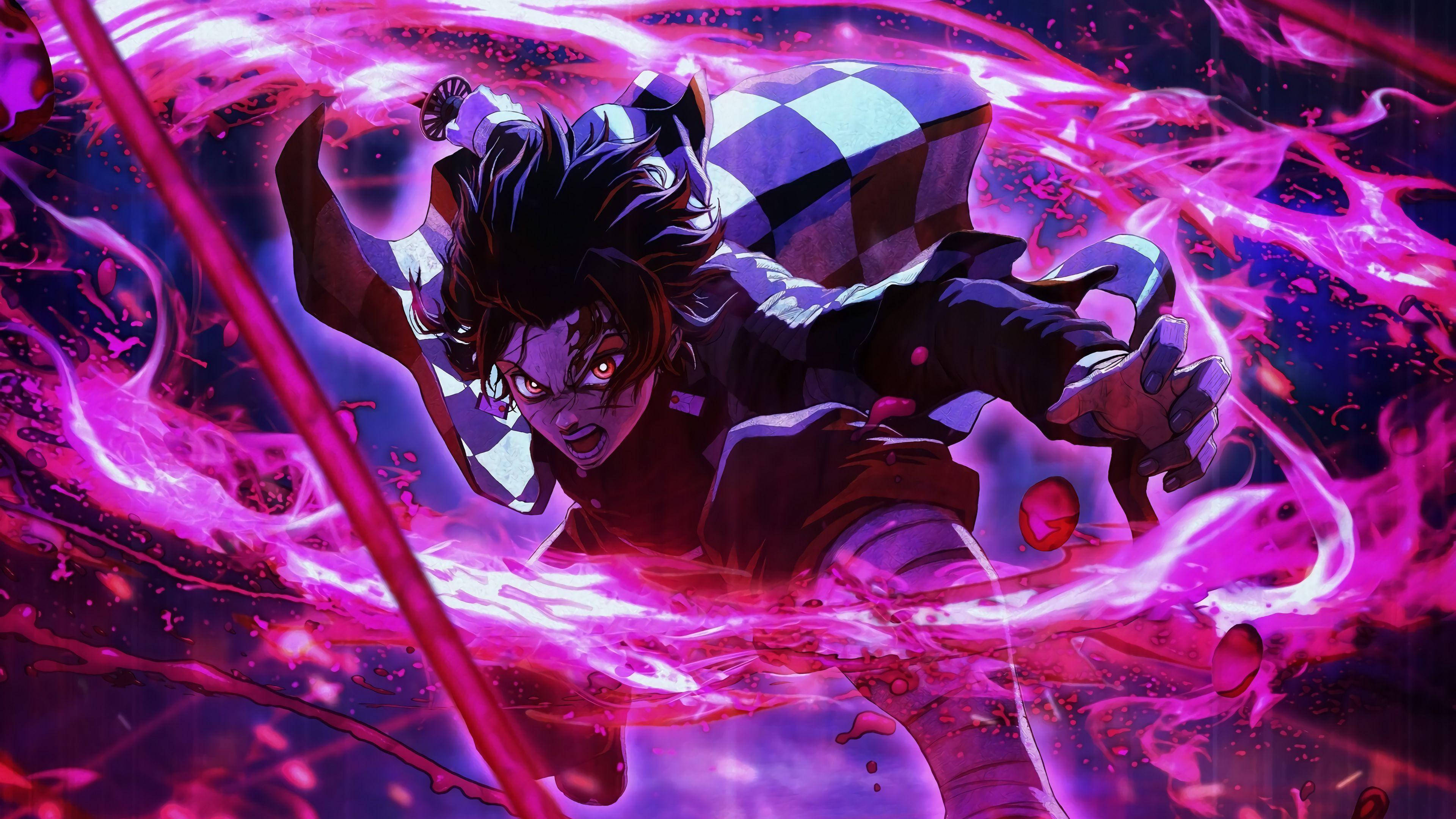 Moto wa Tanjiro 4K kutoka Demon Slayer Picha ya Ukuta