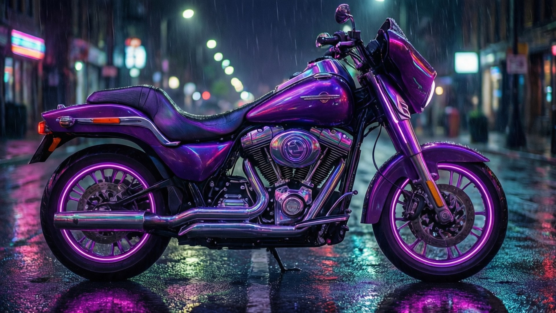 Moto ya Neon ya Rangi ya Zambarau Picha ya Ukuta