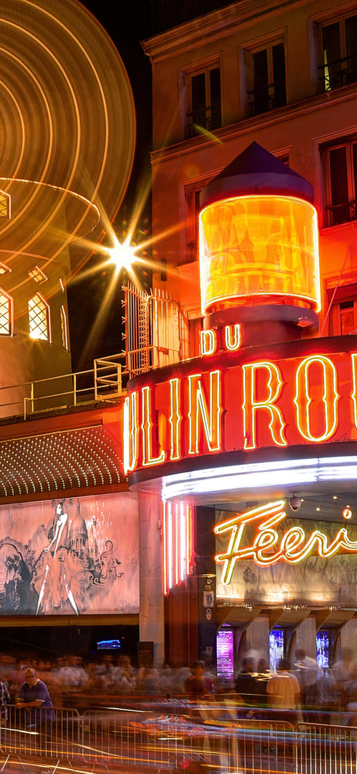 Moulin Rouge Light Trail Effect Picha ya Ukuta