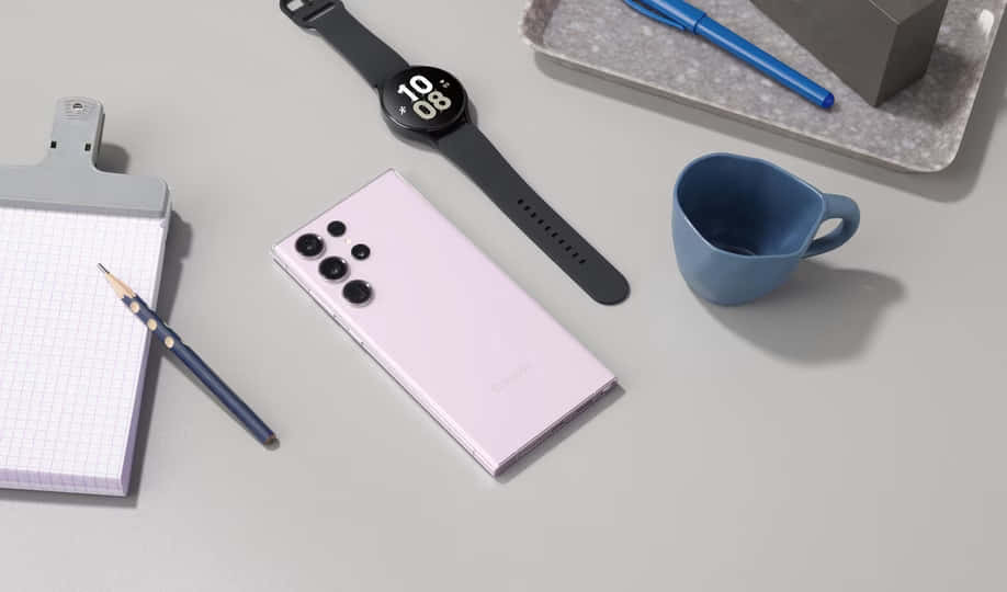 Mpangilio wa Kazi wa Samsung S23 Ultra wa Pink Picha ya Ukuta