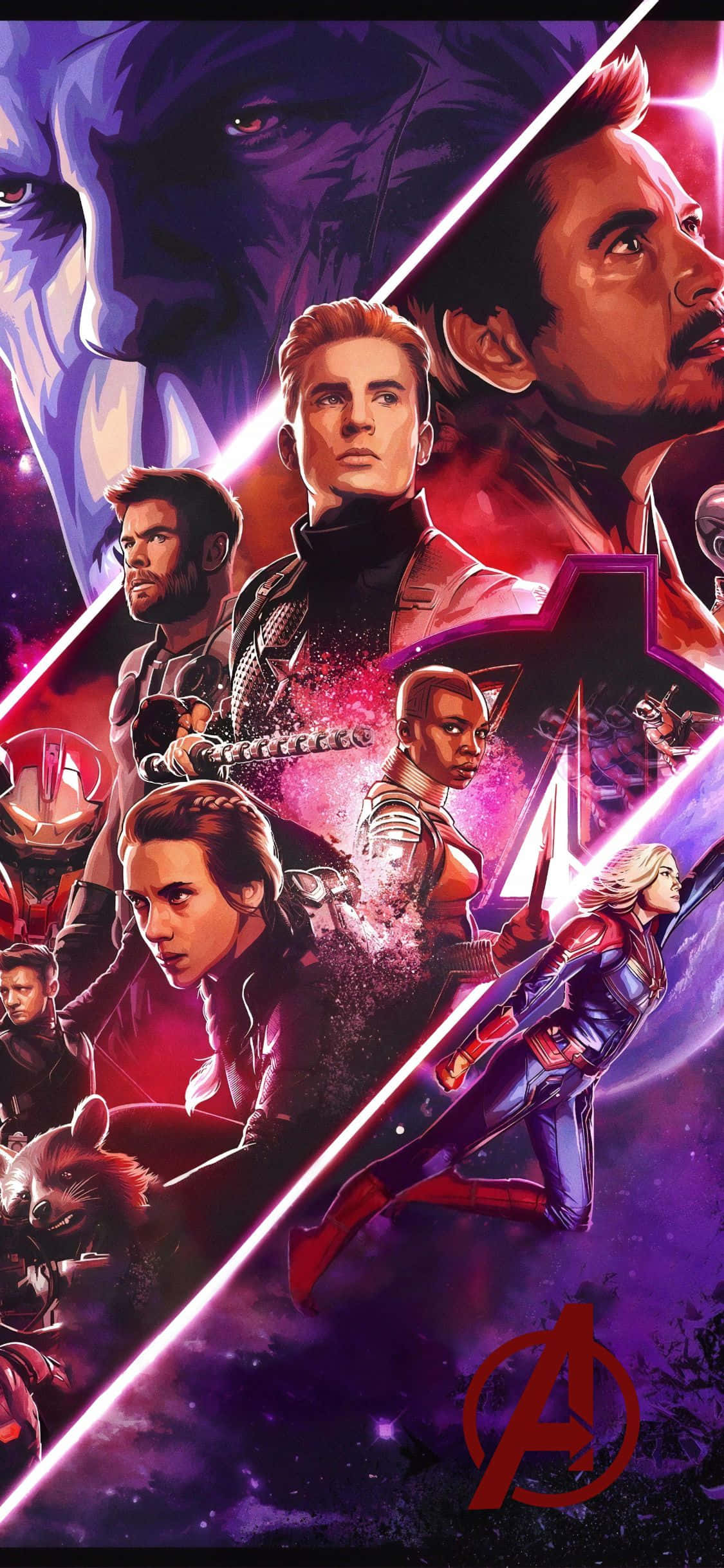 Mpango wa iPhone XS Avengers Thanos na Watu Wakuu wa Endgame Picha ya Ukuta