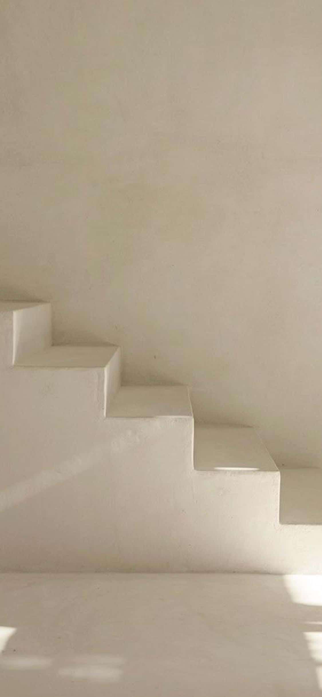 Mpango wa iPhone X Minimal Staircase katika Rangi ya Beige Picha ya Ukuta