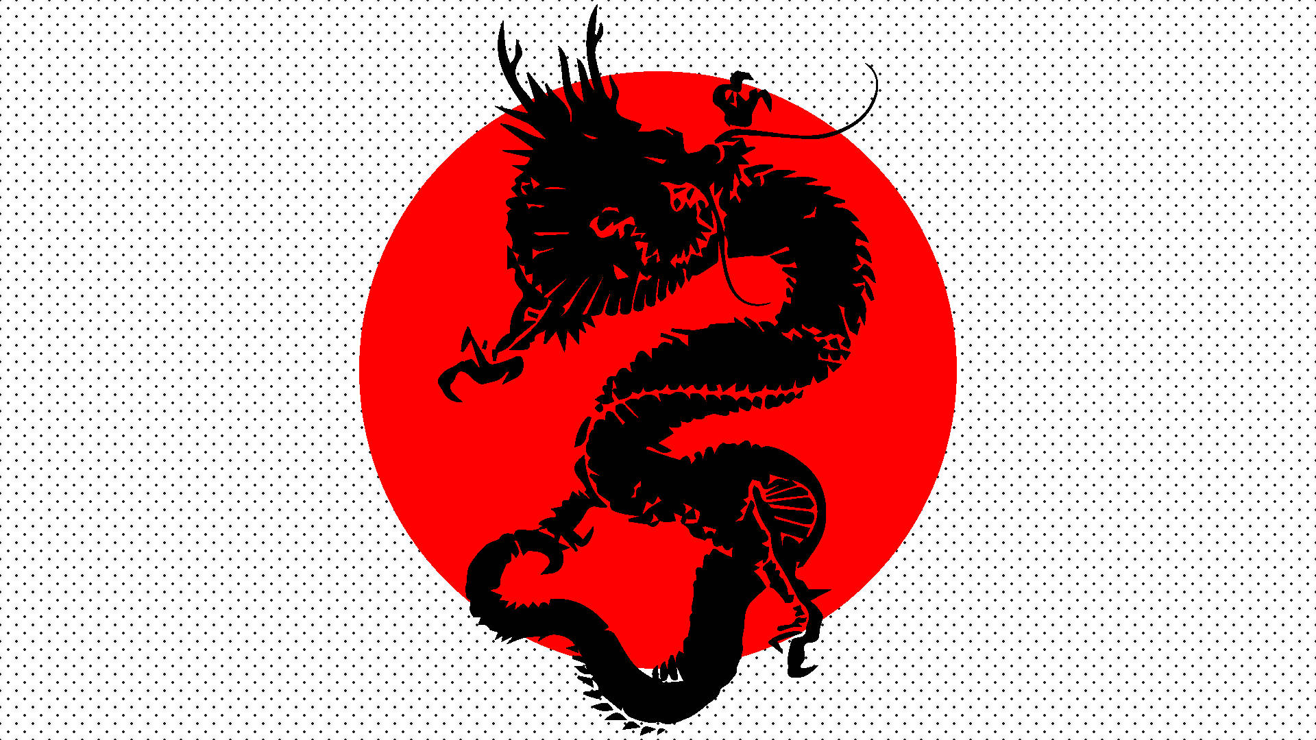 Mpira wa Kompyuta wa Dragoni ya Japani Minimalisti Nyeusi Bendera ya Japani Picha ya Ukuta