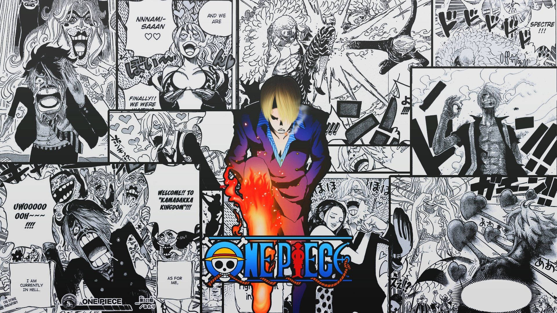Mpishi wa Kofia ya Majani Sanji Paneli ya Manga Picha ya Ukuta