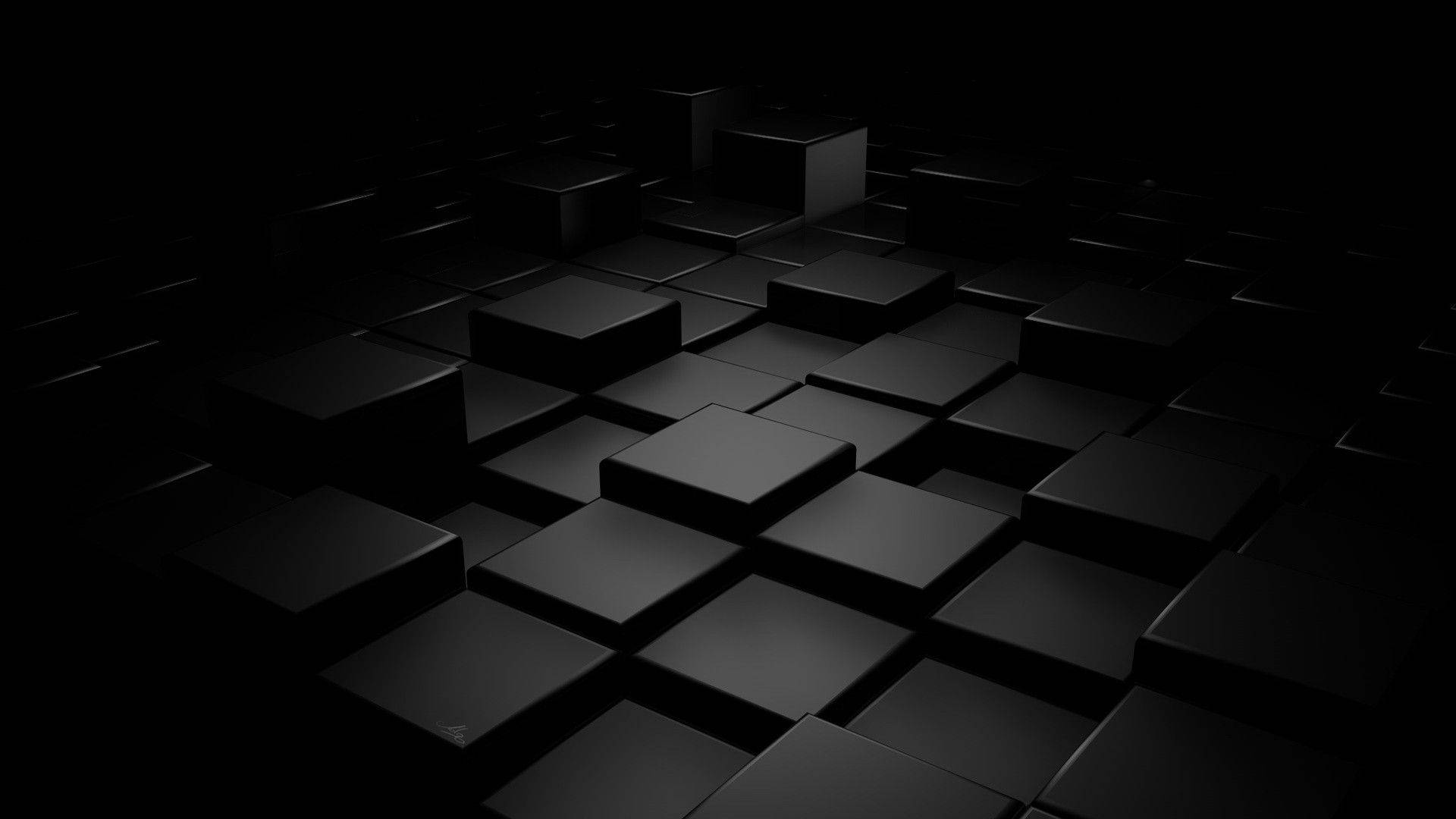 Mraba Wenye Vipande Vyeusi 3D Picha ya Ukuta