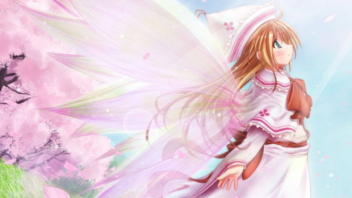 Mrembo Fairy Pink wa Anime Picha ya Ukuta
