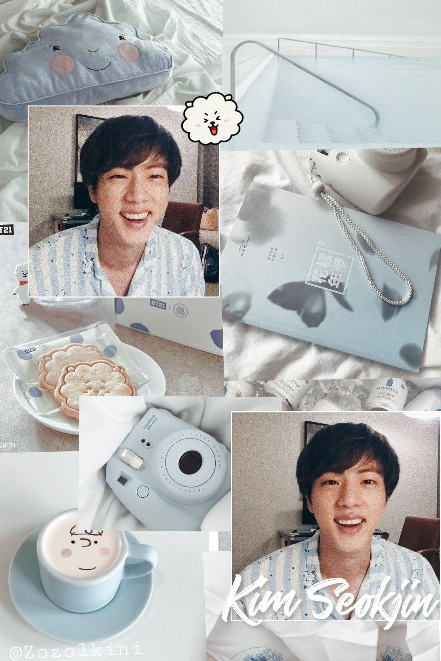 Mrembo wa Baby Blue BTS Jin Picha ya Ukuta