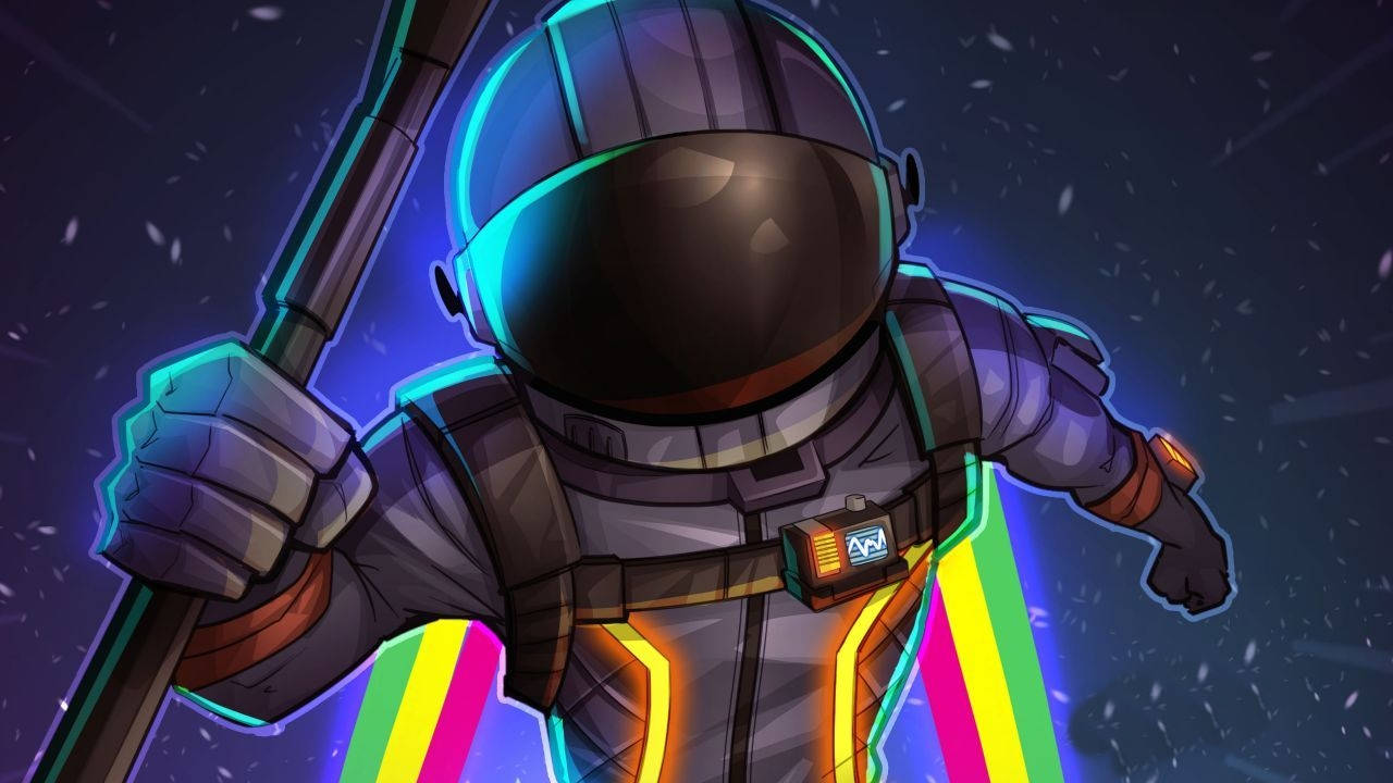 Mrembo wa Fortnite Battle Royale wa Upinde wa Mvua wa Astronaut Picha ya Ukuta