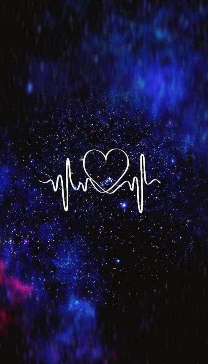 Mrembo wa Galaxy Bluu Yenye Moyo Picha ya Ukuta