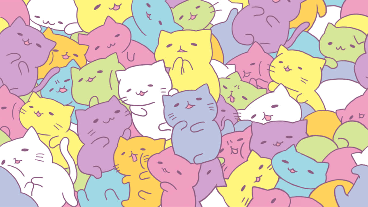 Mrundiko Mzuri wa Paka wa Kawaii Picha ya Ukuta