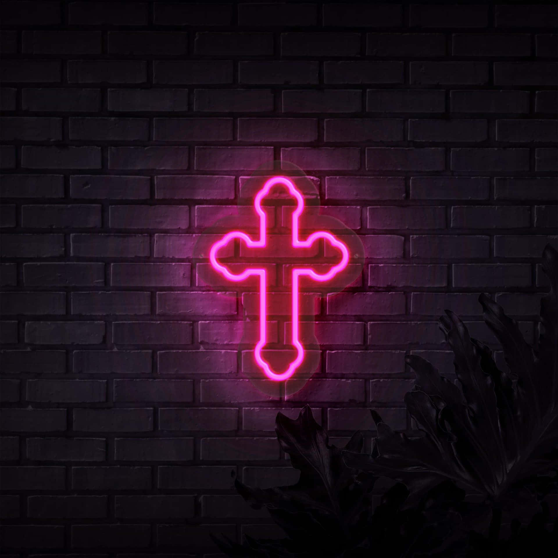 Msalaba wa Neon Pinki Picha ya Ukuta
