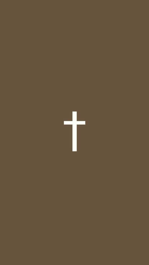 Msalaba wa Yesu Aesthetic Brown Minimalist Picha ya Ukuta