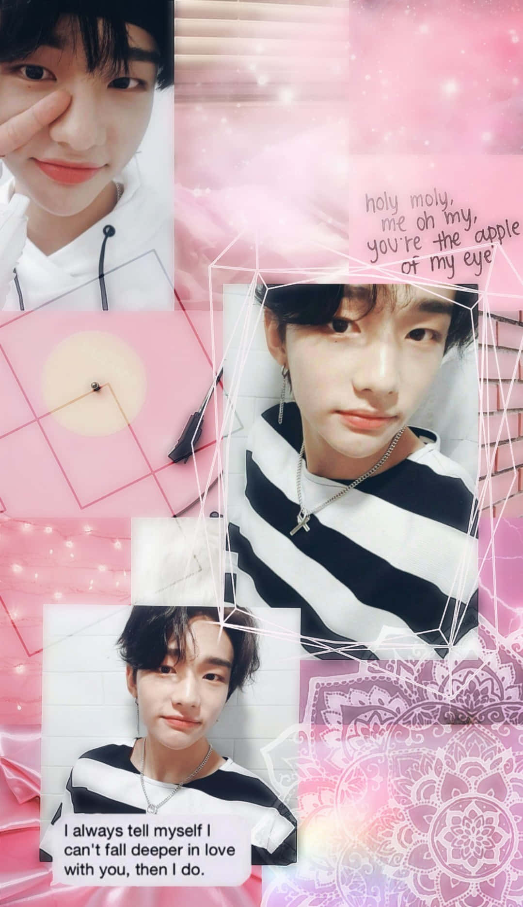 Msanii wa Kikorea Hyunjin Akiwa na Maneno Mazuri Picha ya Ukuta
